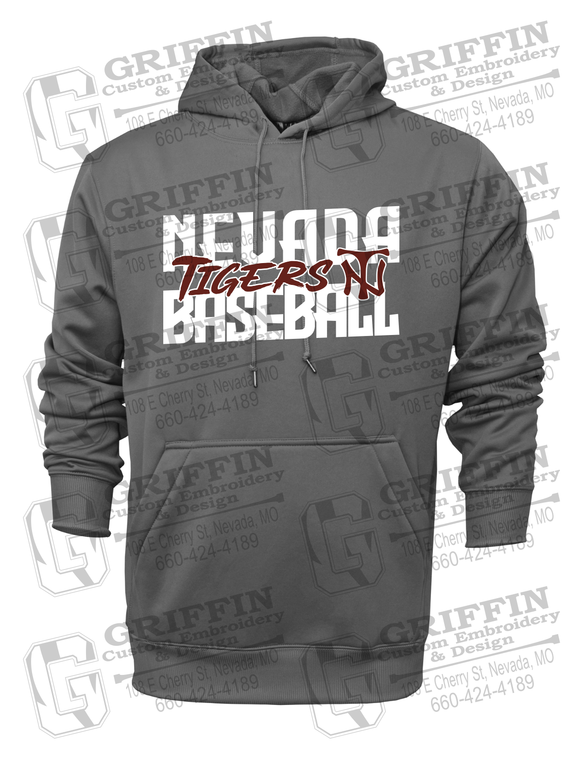 Performance Fleece Hoodie - Baseball - Nevada Tigers 25-V