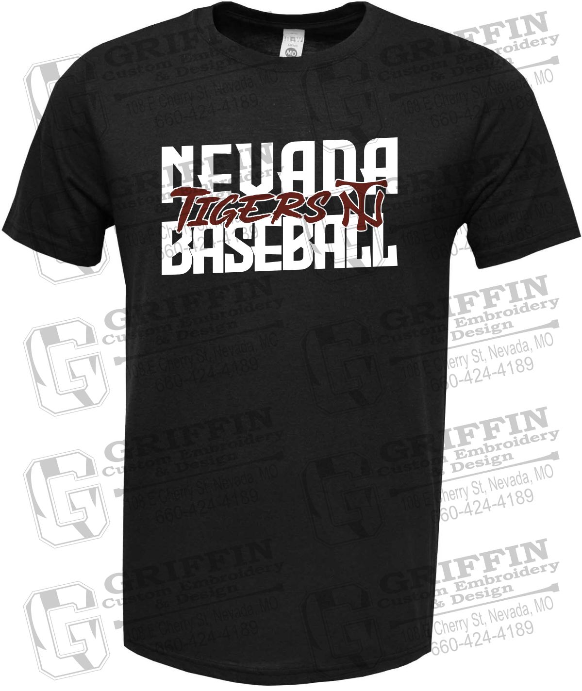 Soft-Tek Short Sleeve T-Shirt - Baseball - Nevada Tigers 25-V