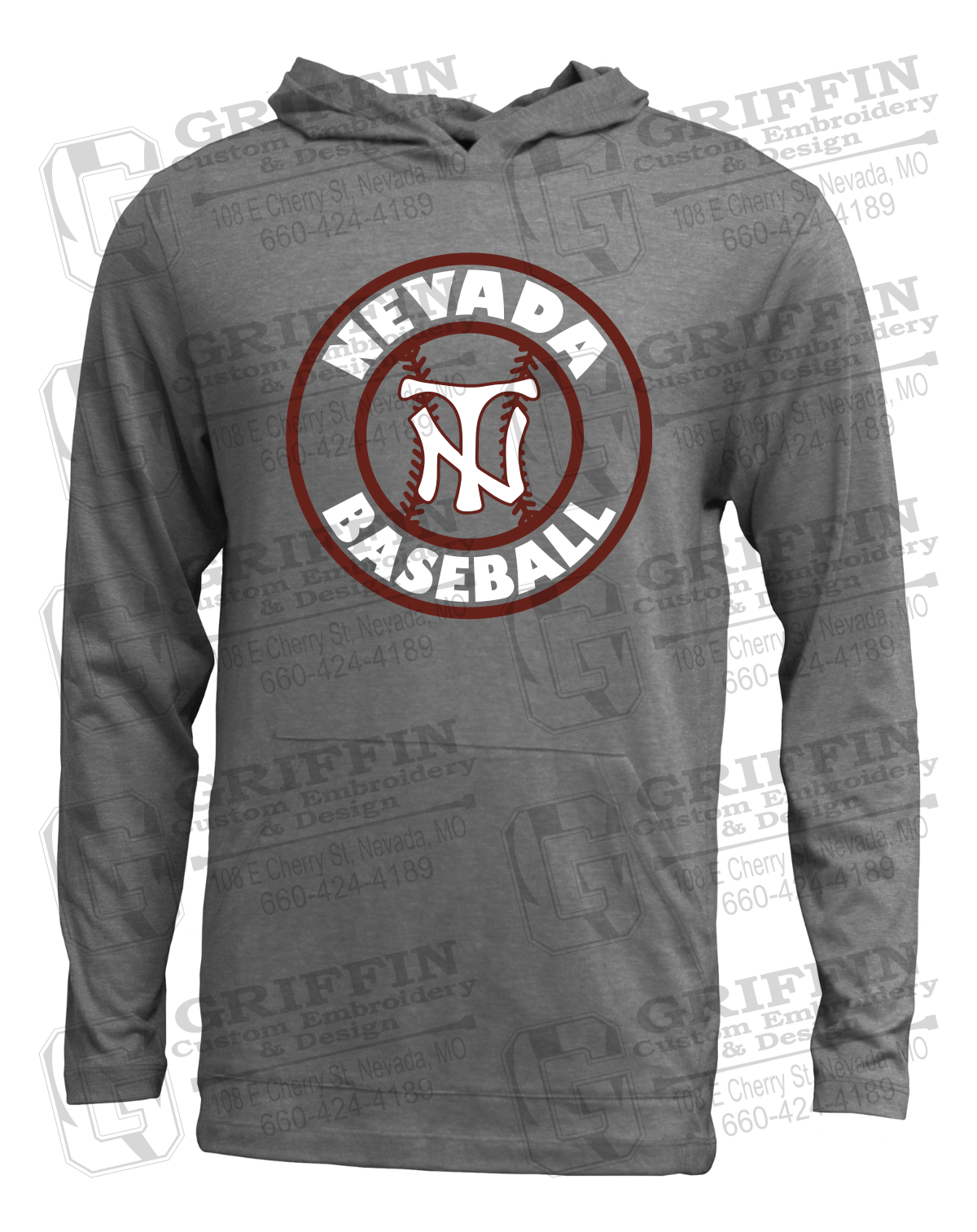 Soft-Tek T-Shirt Hoodie - Baseball - Nevada Tigers 25-W