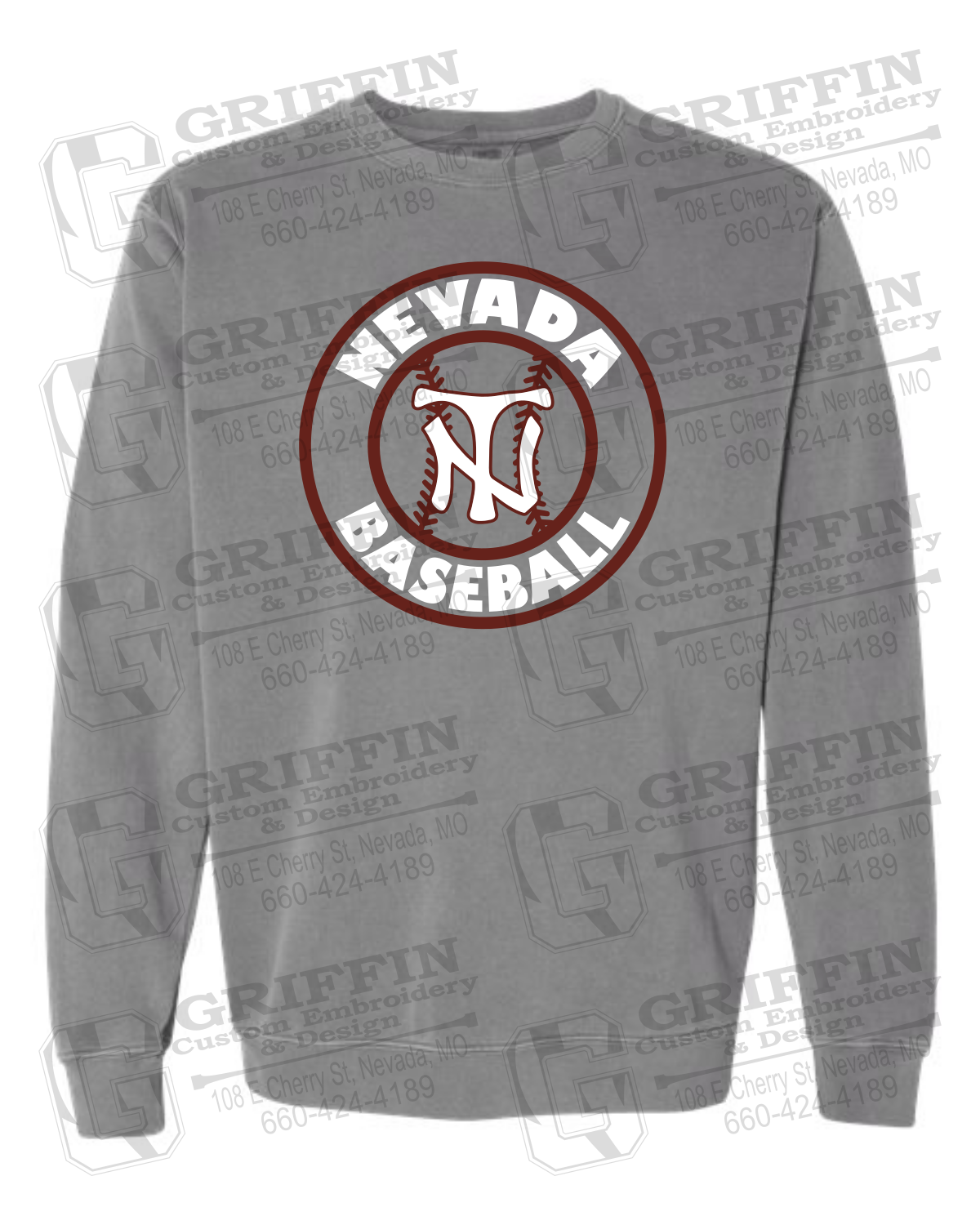 Comfort Colors Crewneck Sweatshirt - Baseball - Nevada Tigers 25-W