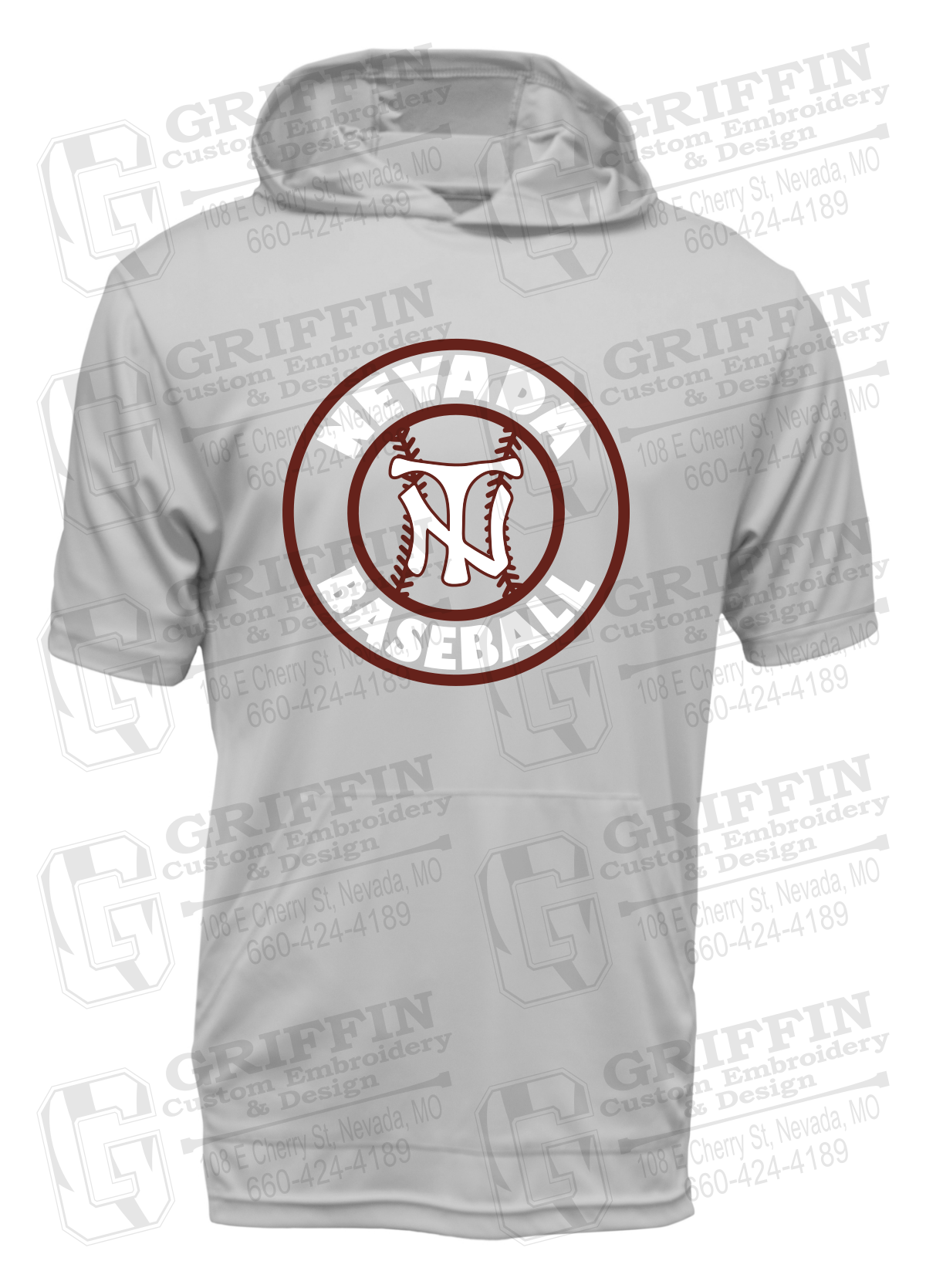 Dry-Fit Short Sleeve T-Shirt Hoodie - Baseball - Nevada Tigers 25-W