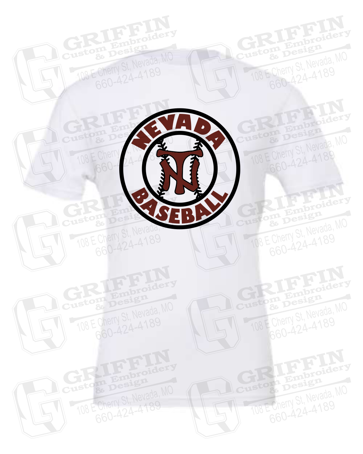 Cotton Short Sleeve T-Shirt - Baseball - Nevada Tigers 25-W