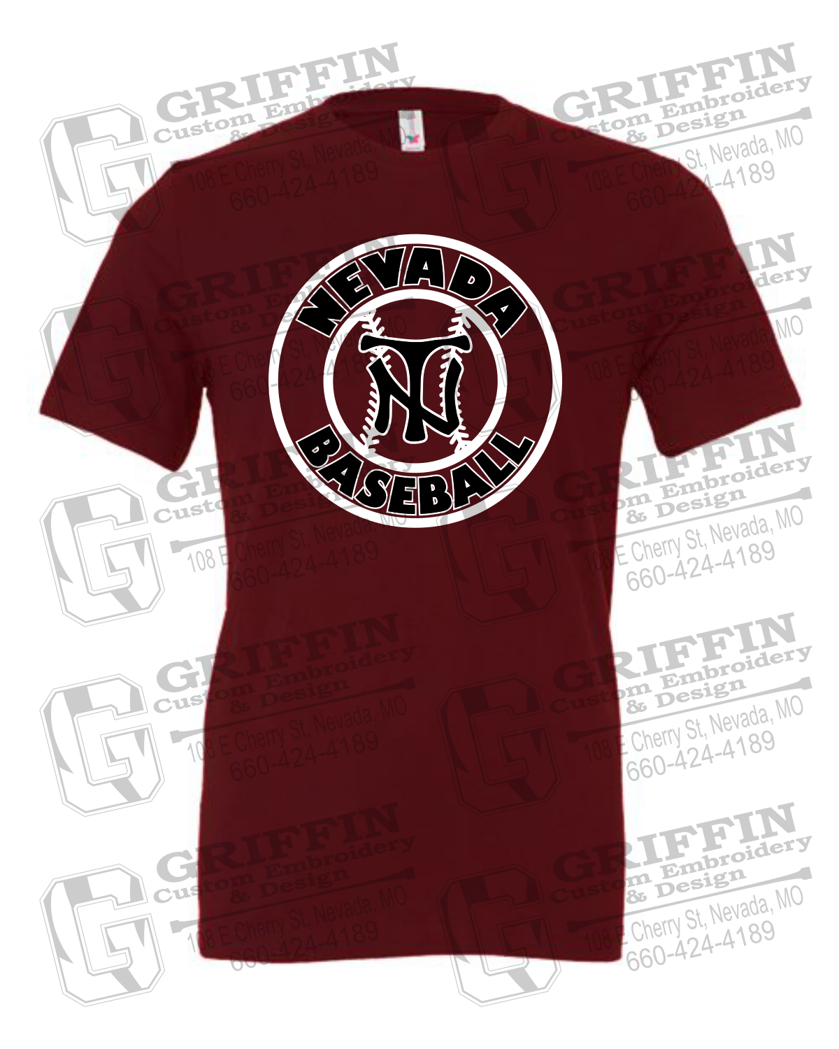 Cotton Short Sleeve T-Shirt - Baseball - Nevada Tigers 25-W