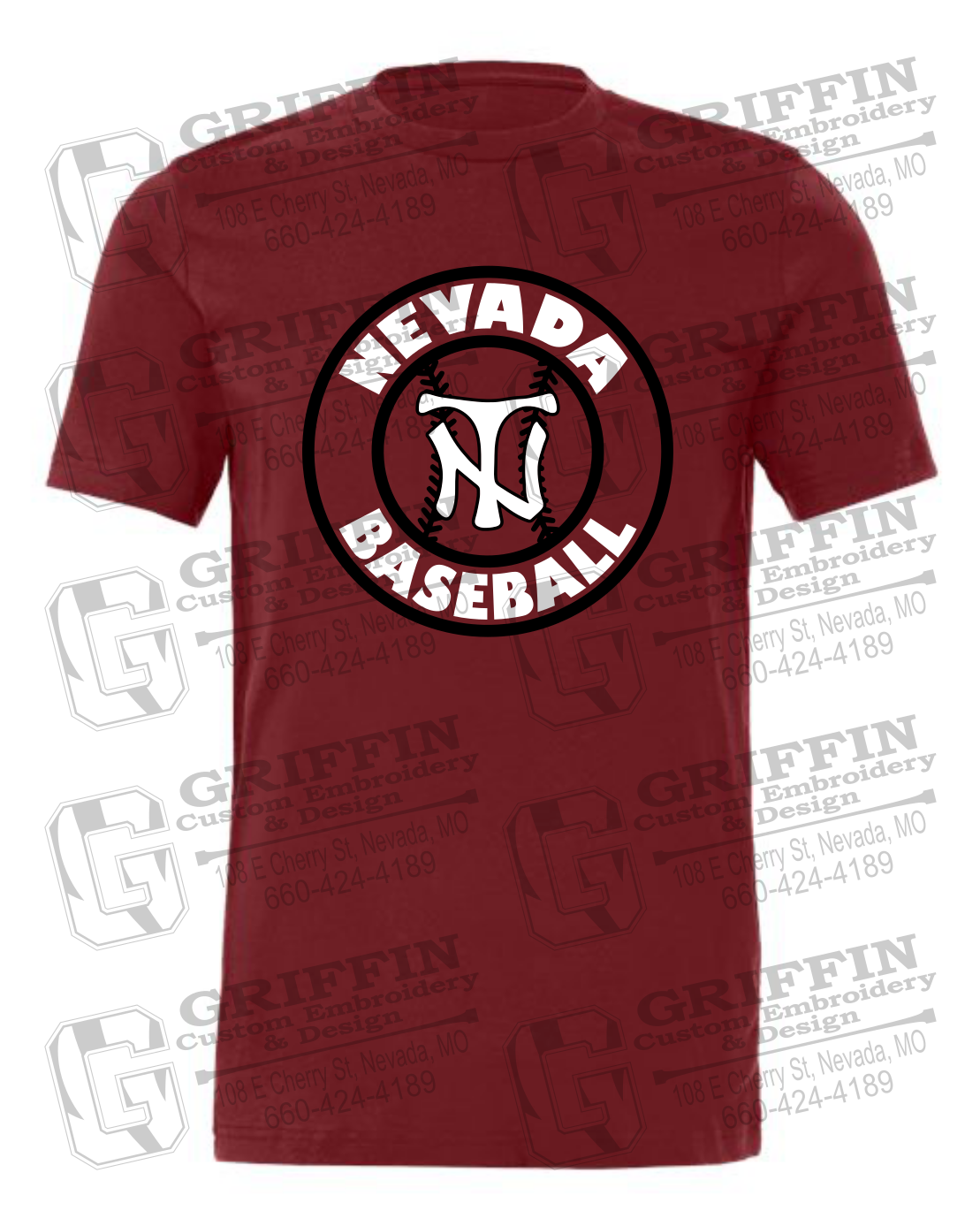Cotton Short Sleeve T-Shirt - Baseball - Nevada Tigers 25-W