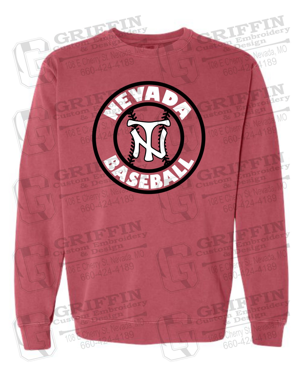 Comfort Colors Crewneck Sweatshirt - Baseball - Nevada Tigers 25-W