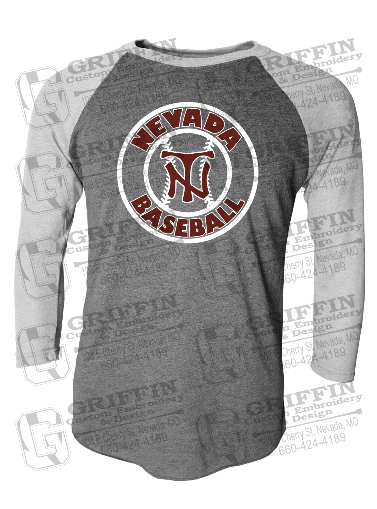 Tri-Blend Raglan Sleeve T-Shirt - Baseball - Nevada Tigers 25-W