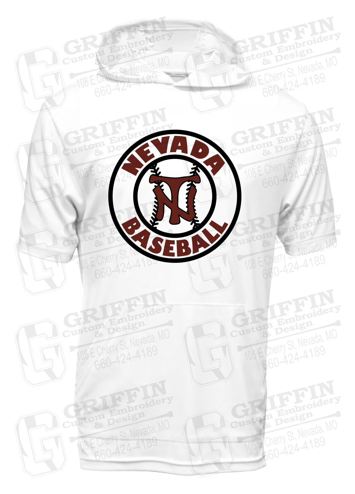 Dry-Fit Short Sleeve T-Shirt Hoodie - Baseball - Nevada Tigers 25-W