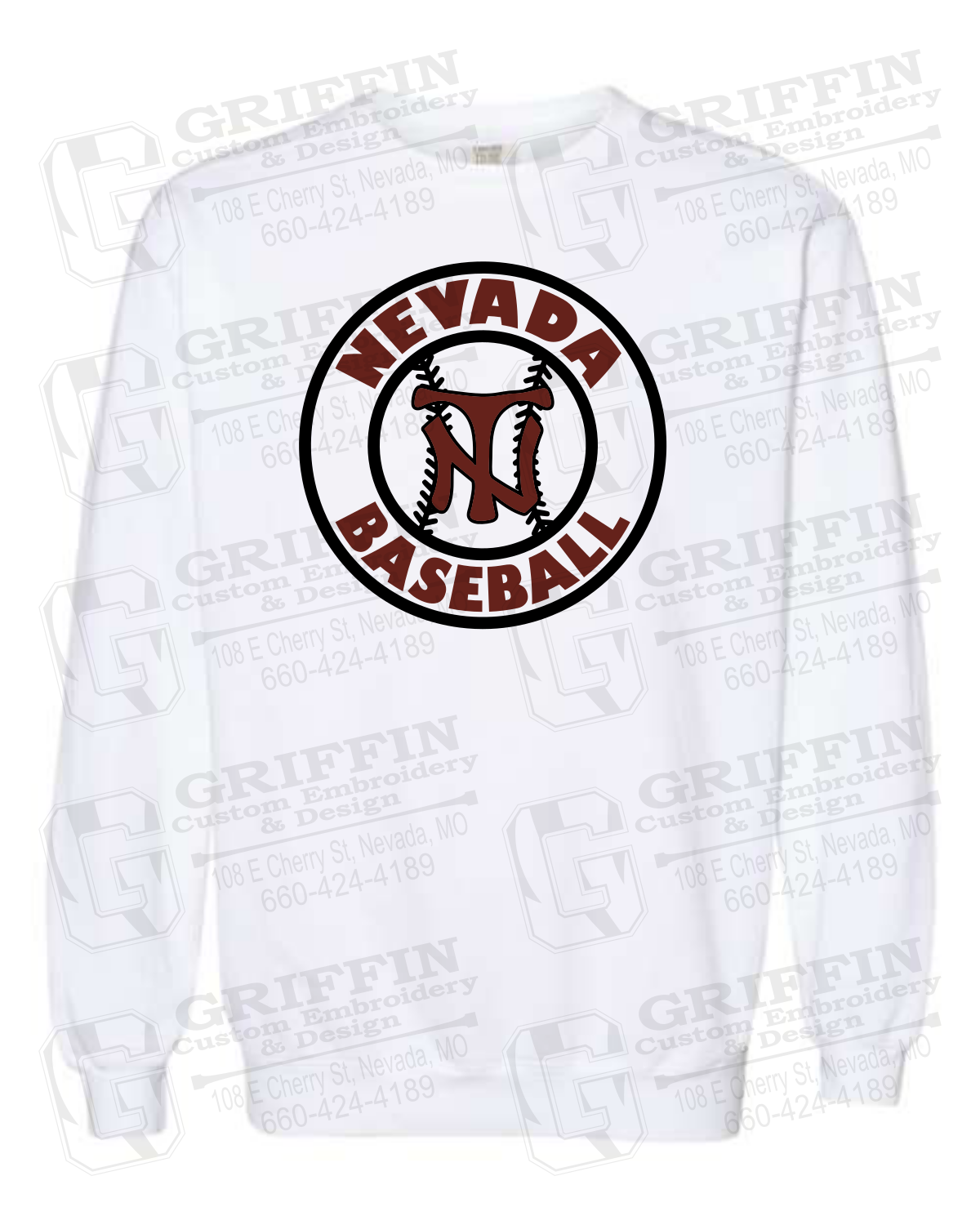Comfort Colors Crewneck Sweatshirt - Baseball - Nevada Tigers 25-W