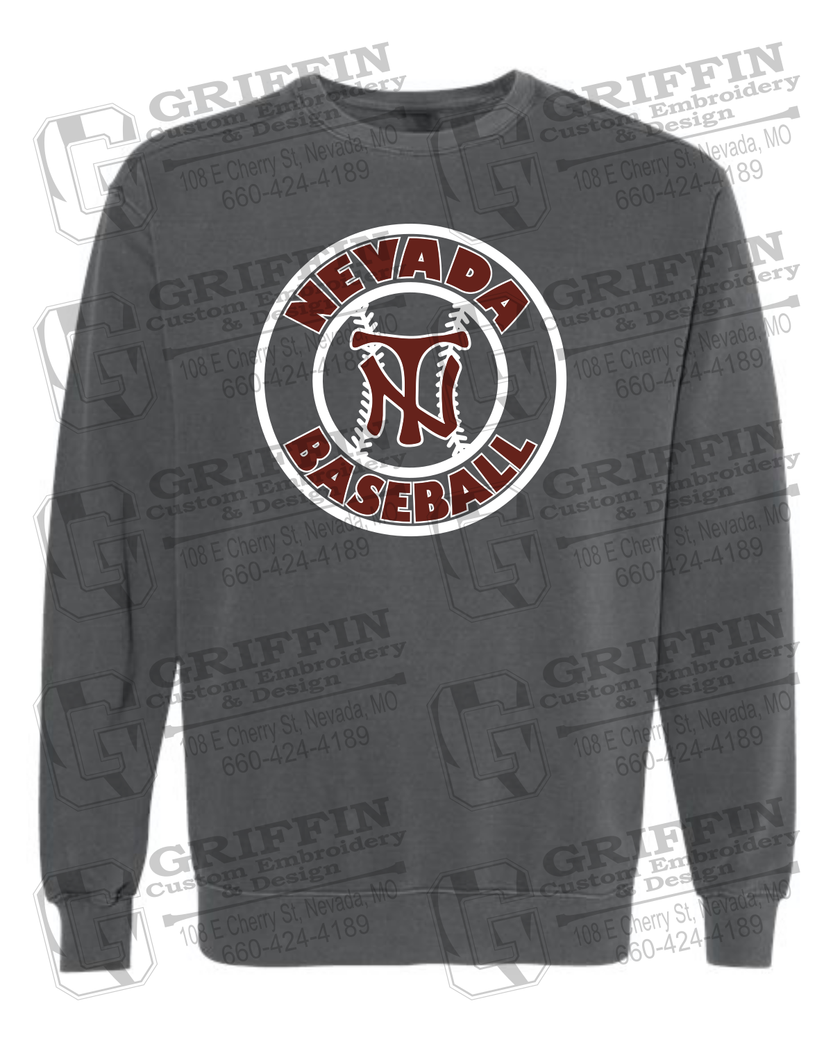 Comfort Colors Crewneck Sweatshirt - Baseball - Nevada Tigers 25-W