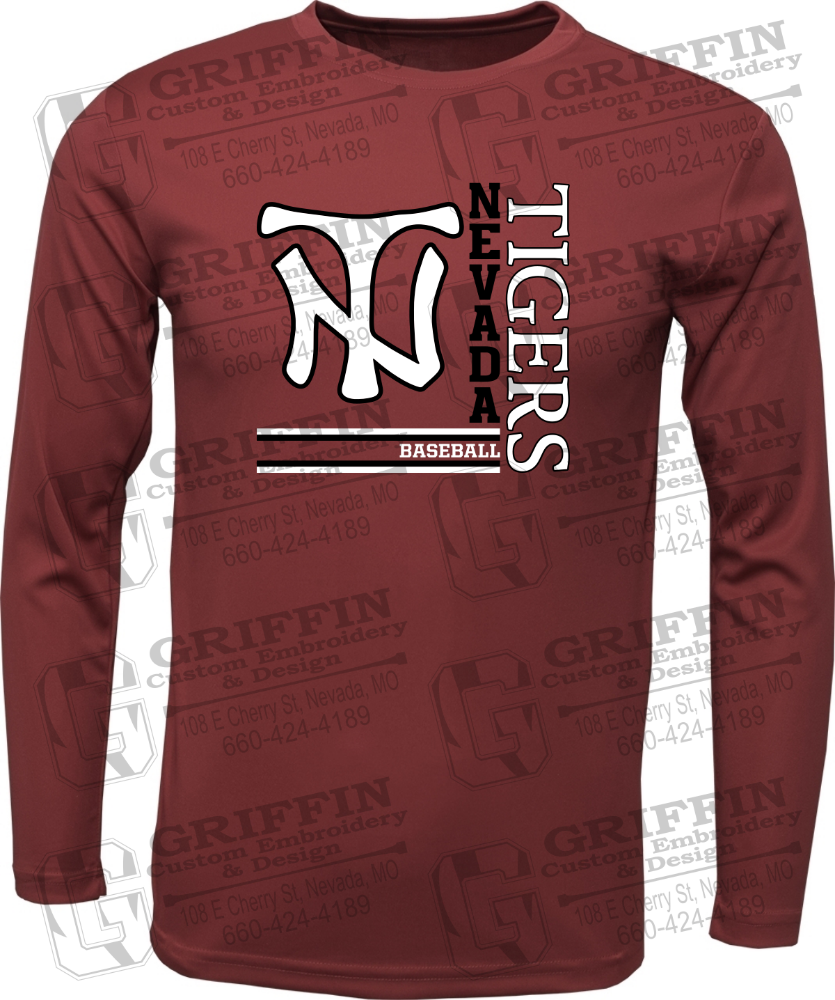 Dry-Fit Long Sleeve T-Shirt - Baseball - Nevada Tigers 25-X