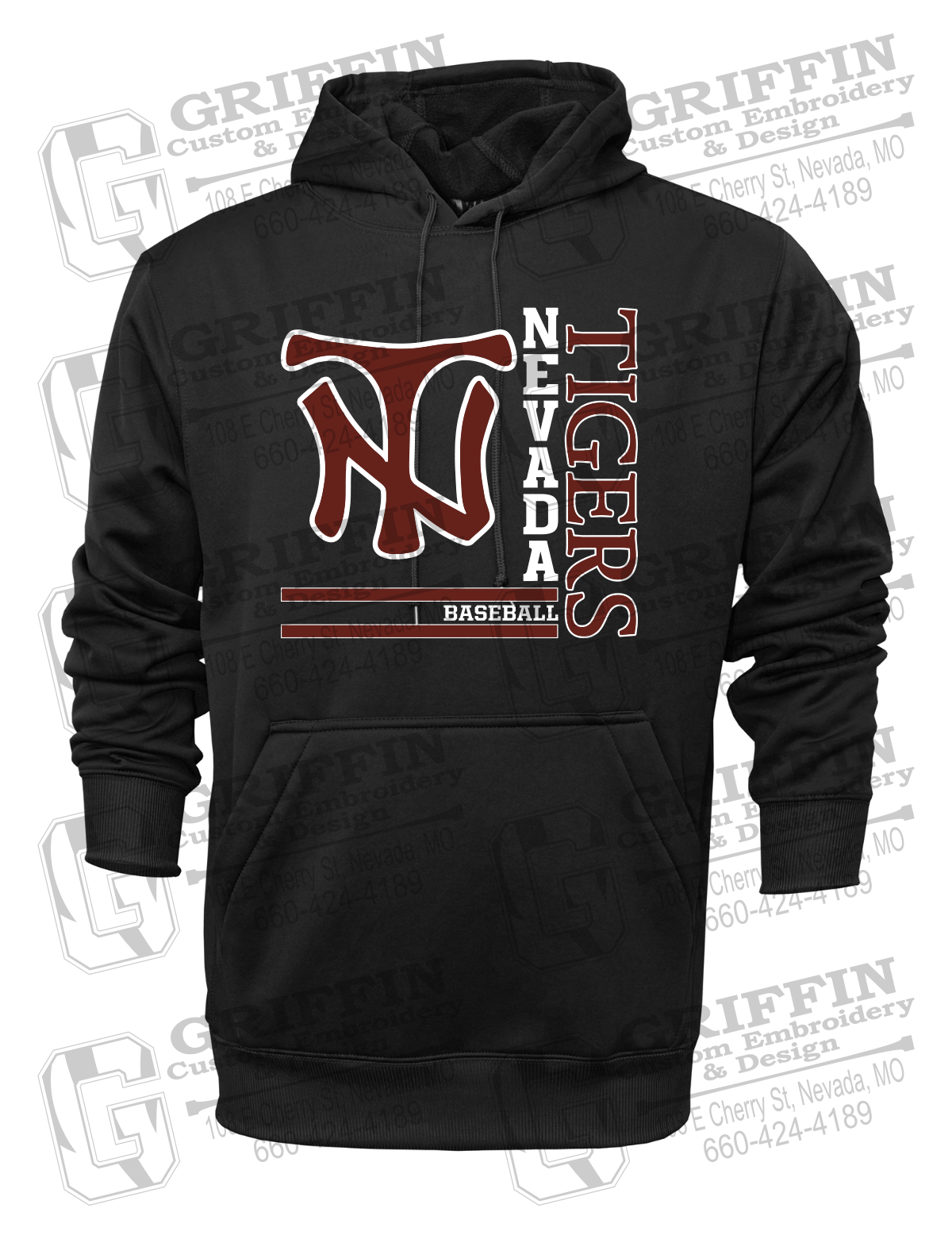 Performance Fleece Hoodie - Baseball - Nevada Tigers 25-X