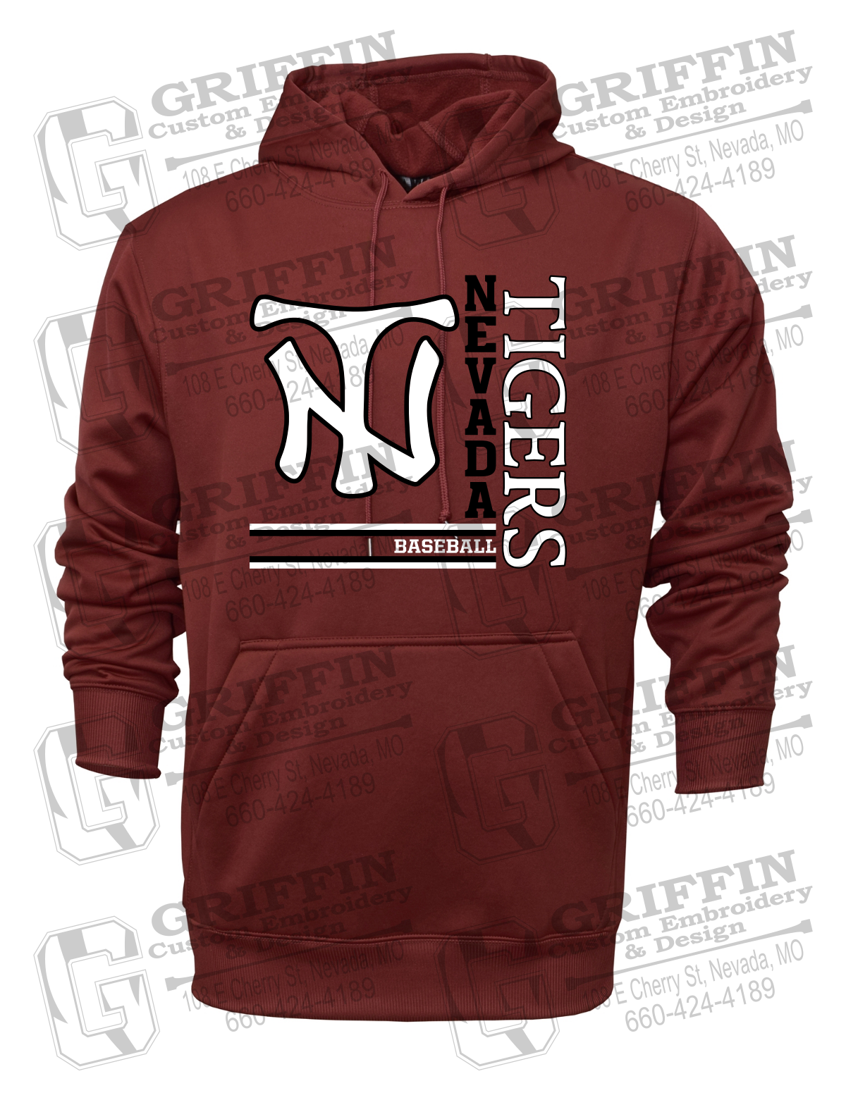 Performance Fleece Hoodie - Baseball - Nevada Tigers 25-X