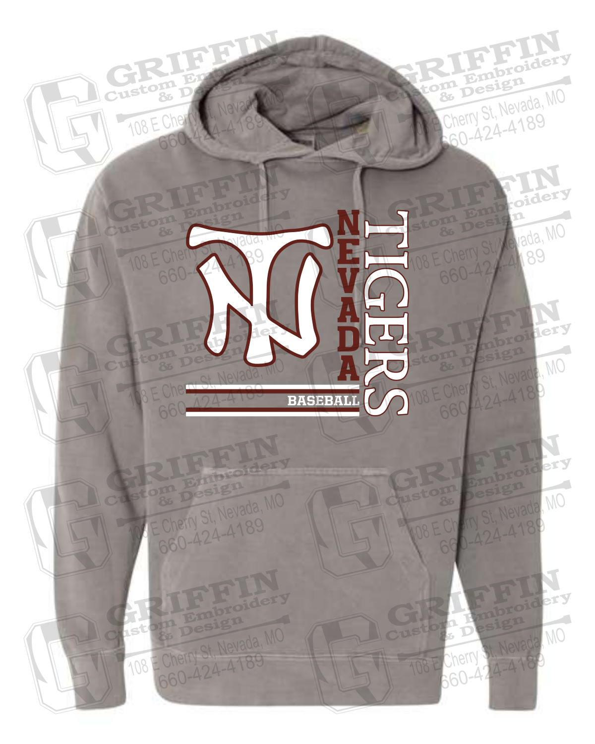 Comfort Colors Hoodie - Baseball - Nevada Tigers 25-X