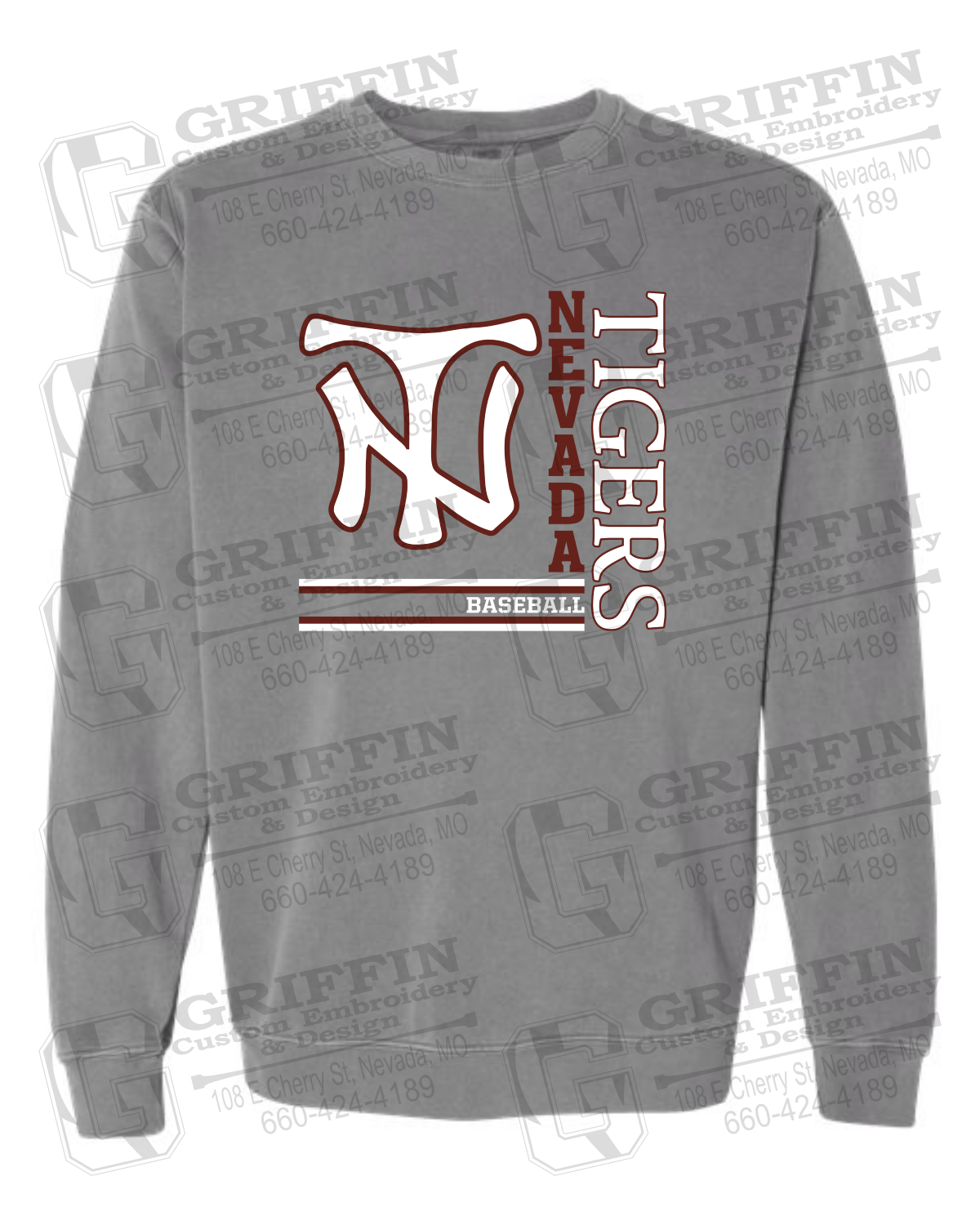 Comfort Colors Crewneck Sweatshirt - Baseball - Nevada Tigers 25-X
