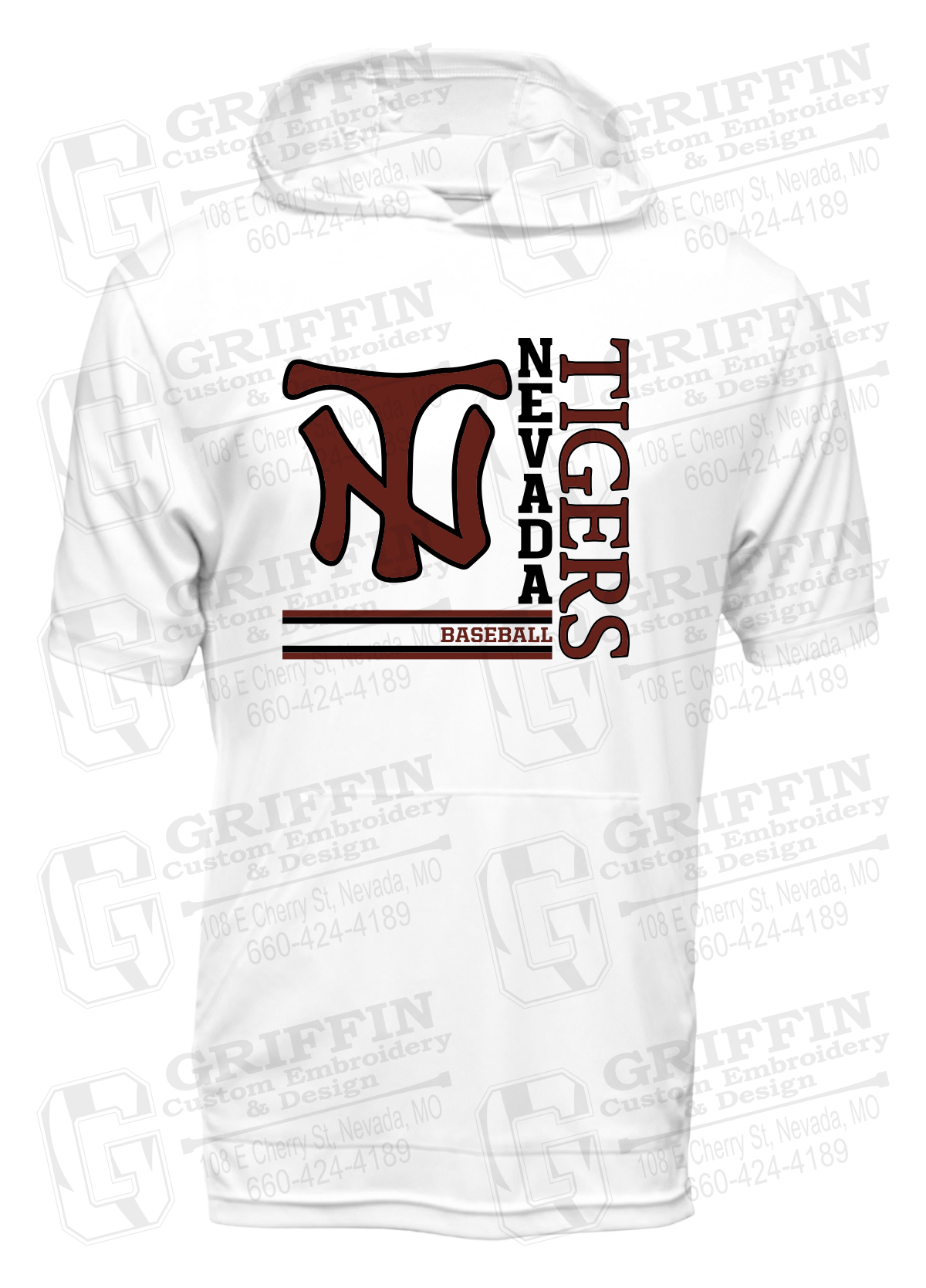 Dry-Fit Short Sleeve T-Shirt Hoodie - Baseball - Nevada Tigers 25-X