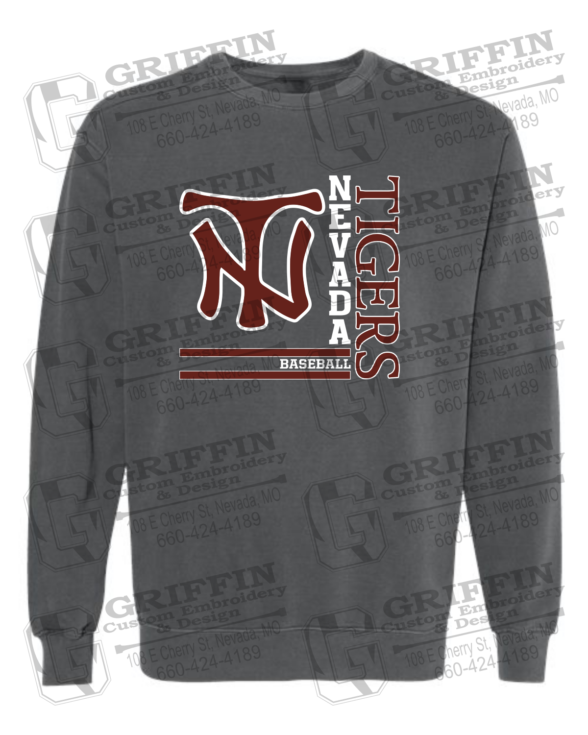Comfort Colors Crewneck Sweatshirt - Baseball - Nevada Tigers 25-X