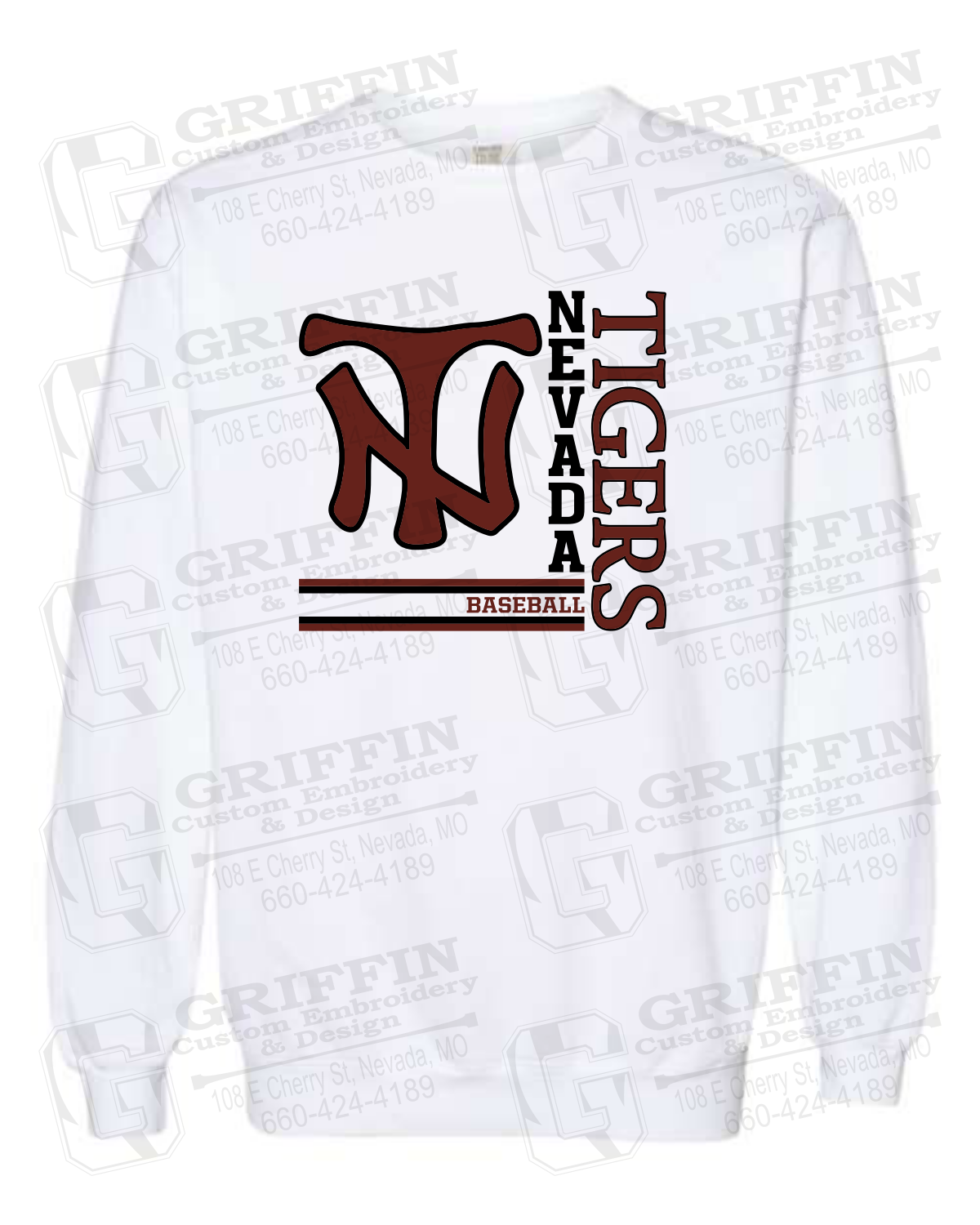 Comfort Colors Crewneck Sweatshirt - Baseball - Nevada Tigers 25-X