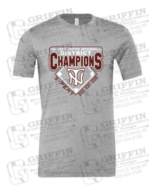 Cotton Short Sleeve T-Shirt - Baseball District Champs 2025 - Nevada Tigers 26-A