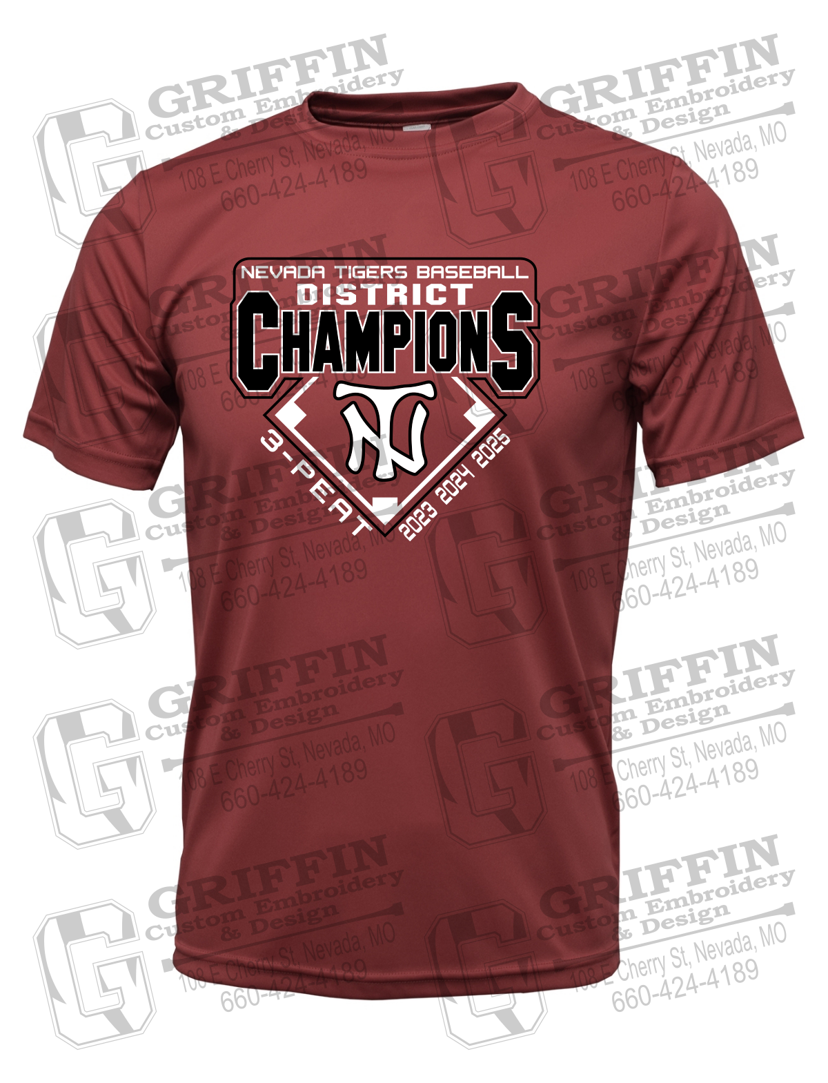 Dry-Fit Short Sleeve T-Shirt - Baseball District Champs 2025 - Nevada Tigers 26-A