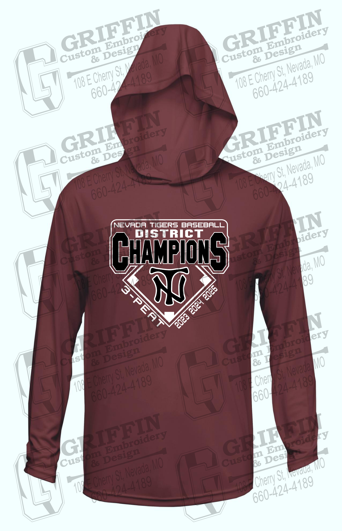 Dry-Fit T-Shirt Hoodie - Baseball District Champs 2025 - Nevada Tigers 26-A