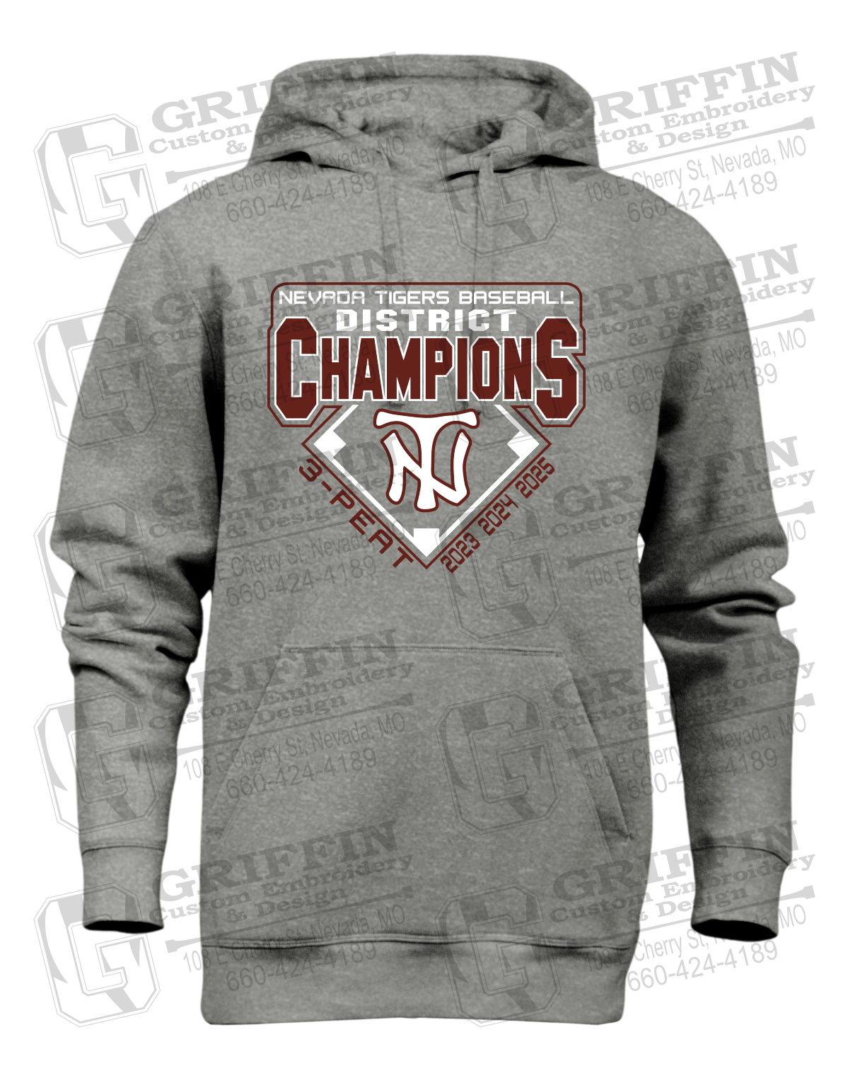 Heavyweight Fleece Hoodie - Baseball District Champs 2025 - Nevada Tigers 26-A