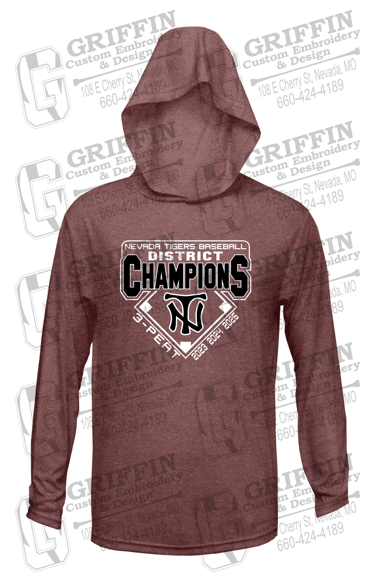 Dry-Fit T-Shirt Hoodie - Baseball District Champs 2025 - Nevada Tigers 26-A