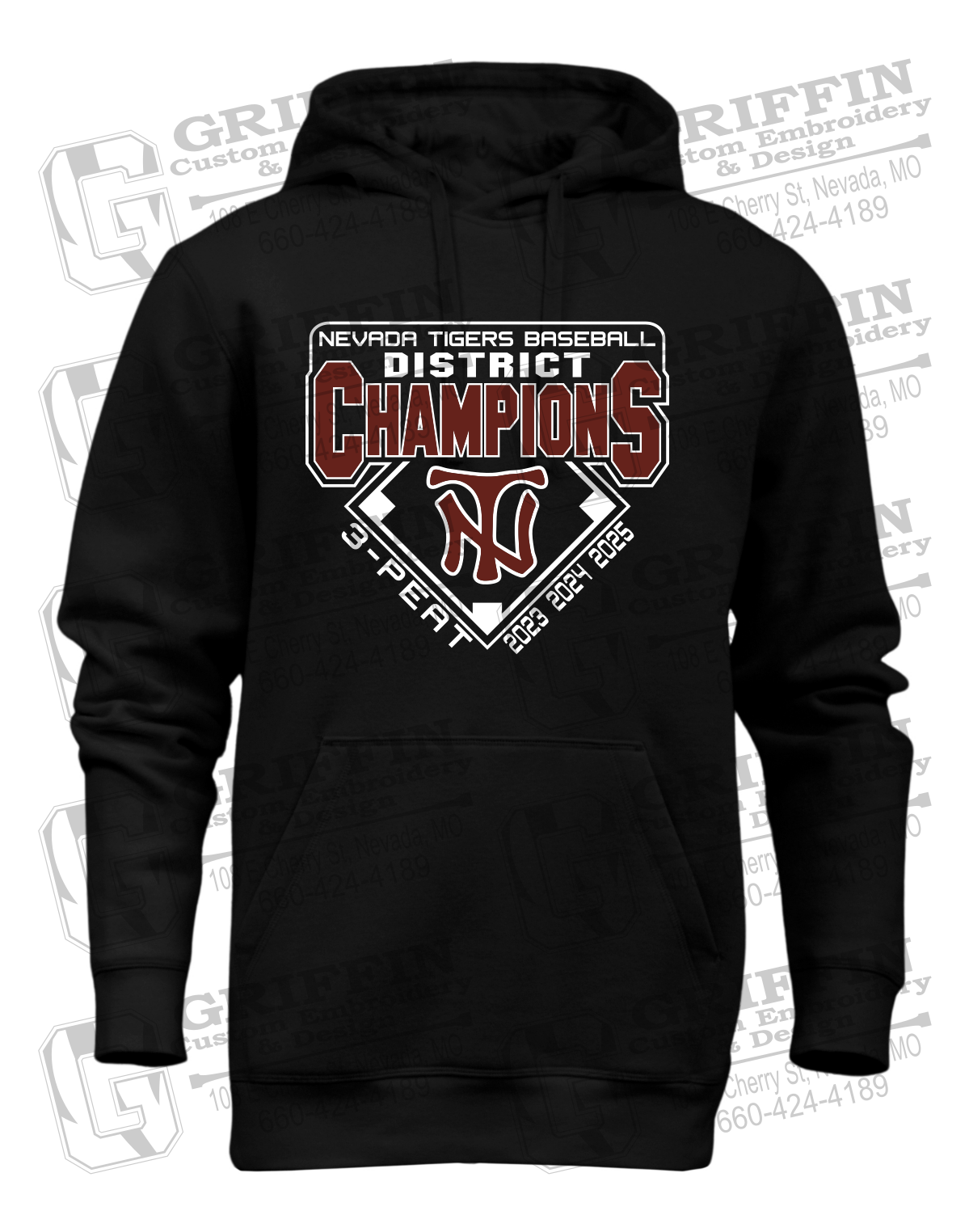 Heavyweight Fleece Hoodie - Baseball District Champs 2025 - Nevada Tigers 26-A