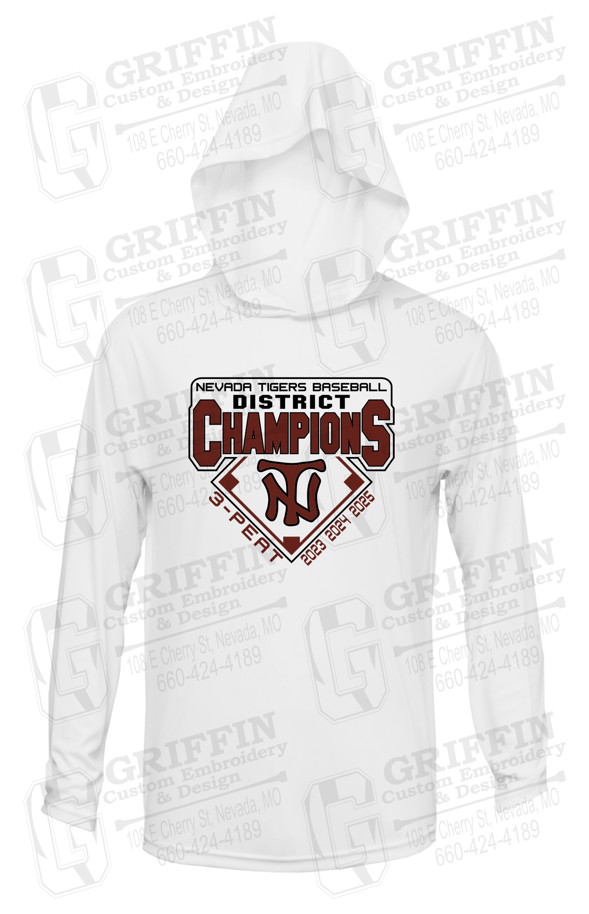 Dry-Fit T-Shirt Hoodie - Baseball District Champs 2025 - Nevada Tigers 26-A