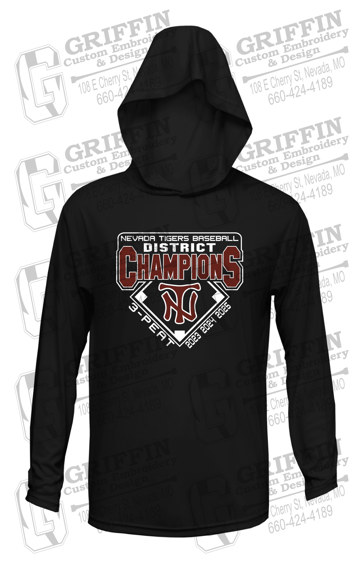Dry-Fit T-Shirt Hoodie - Baseball District Champs 2025 - Nevada Tigers 26-A