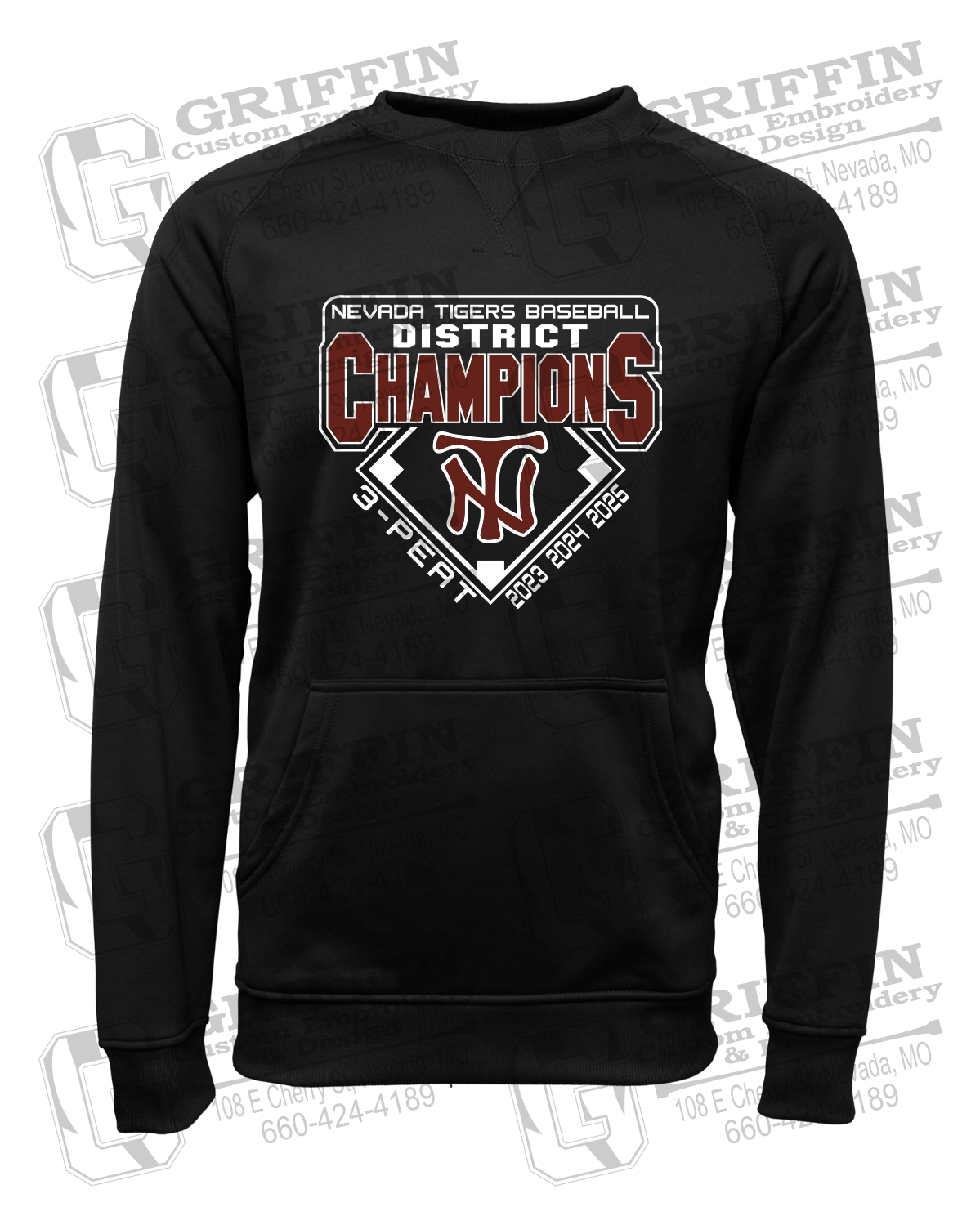 Performance Fleece Sweatshirt - Baseball District Champs 2025 - Nevada Tigers 26-A