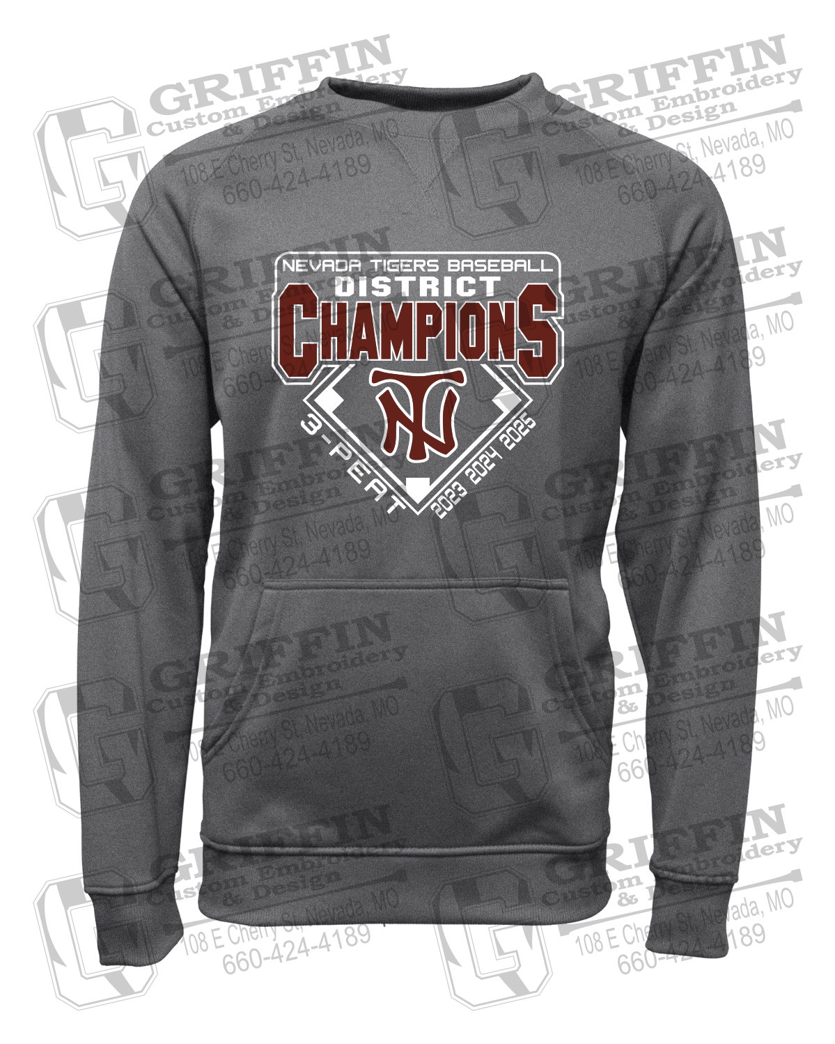 Performance Fleece Sweatshirt - Baseball District Champs 2025 - Nevada Tigers 26-A