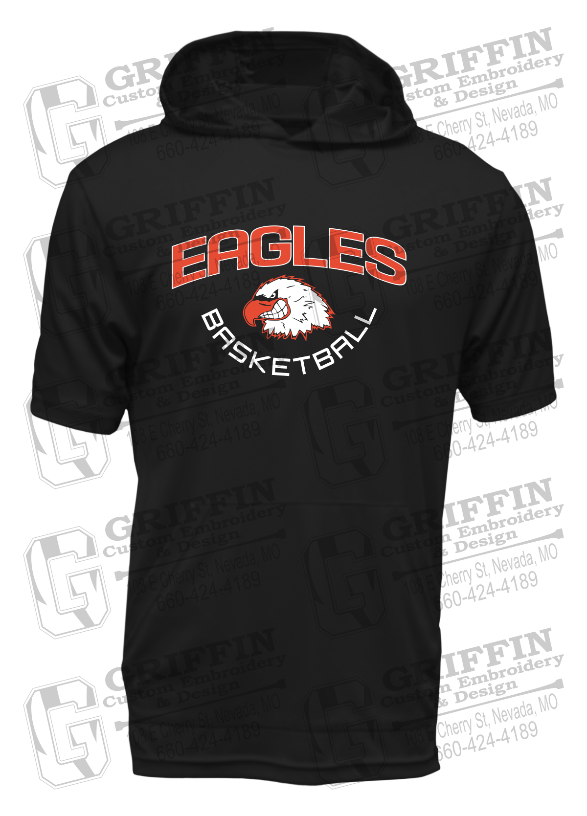 Dry-Fit Short Sleeve T-Shirt Hoodie - Basketball - Jasper Eagles 26-A