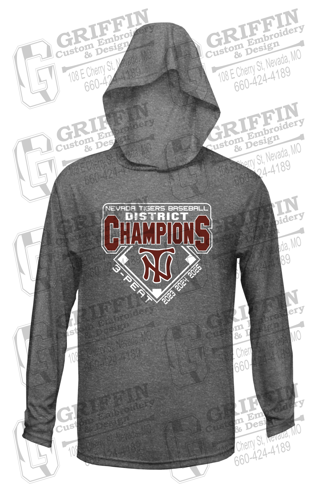 Dry-Fit T-Shirt Hoodie - Baseball District Champs 2025 - Nevada Tigers 26-A