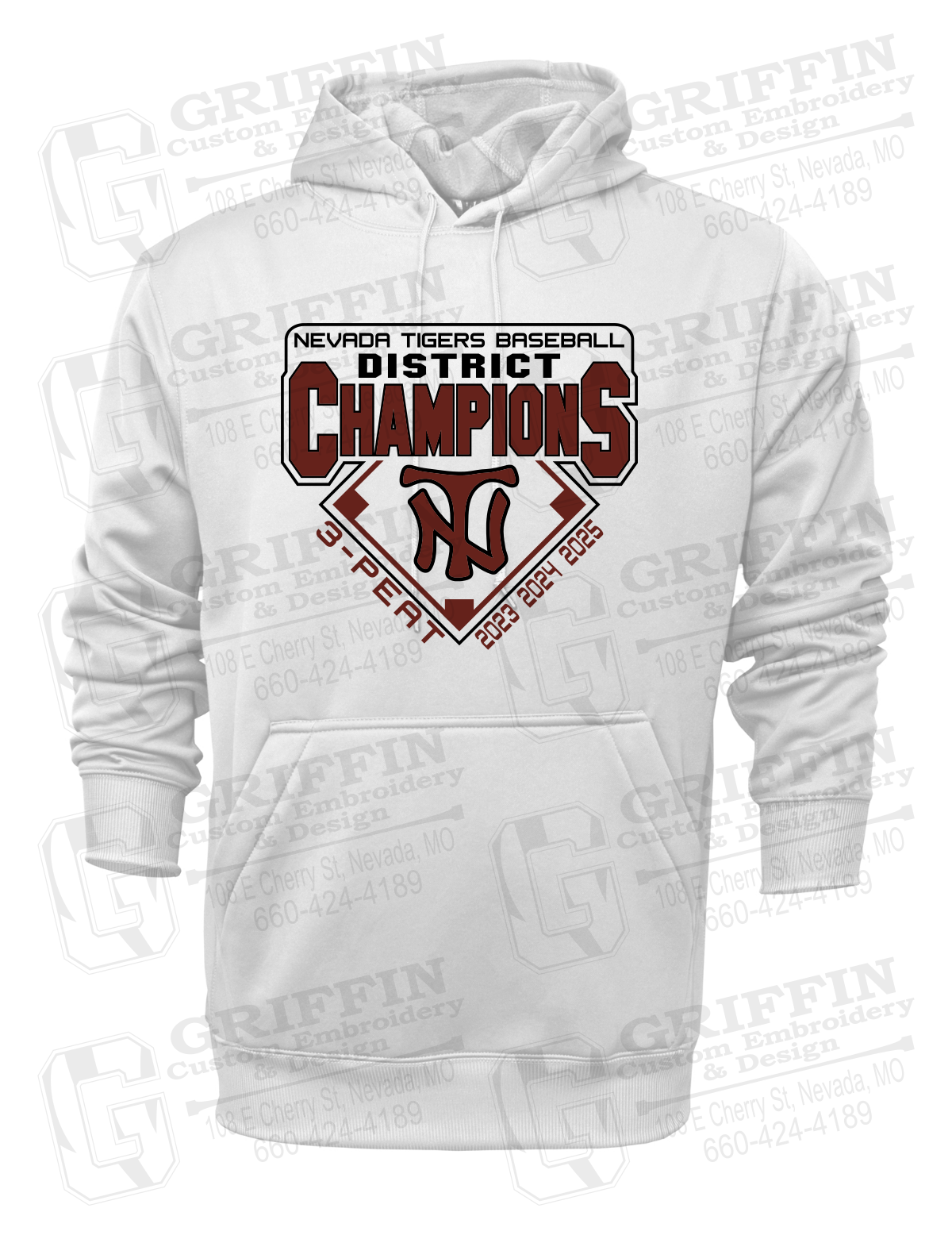 Performance Fleece Hoodie - Baseball District Champs 2025 - Nevada Tigers 26-A