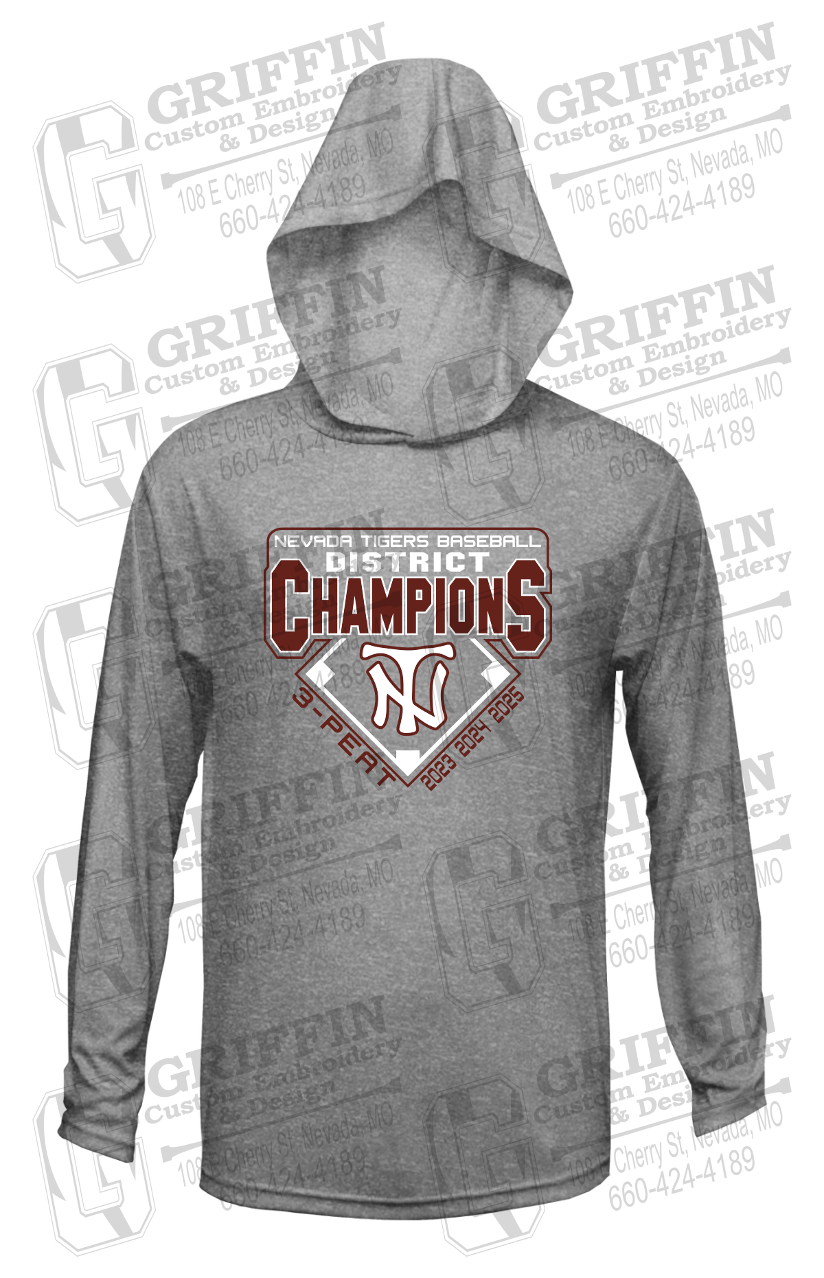 Dry-Fit T-Shirt Hoodie - Baseball District Champs 2025 - Nevada Tigers 26-A