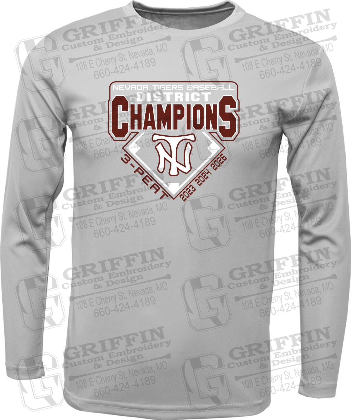 Toddler Dry-Fit Long Sleeve T-Shirt - Baseball District Champs 2025 - Nevada Tigers 26-A