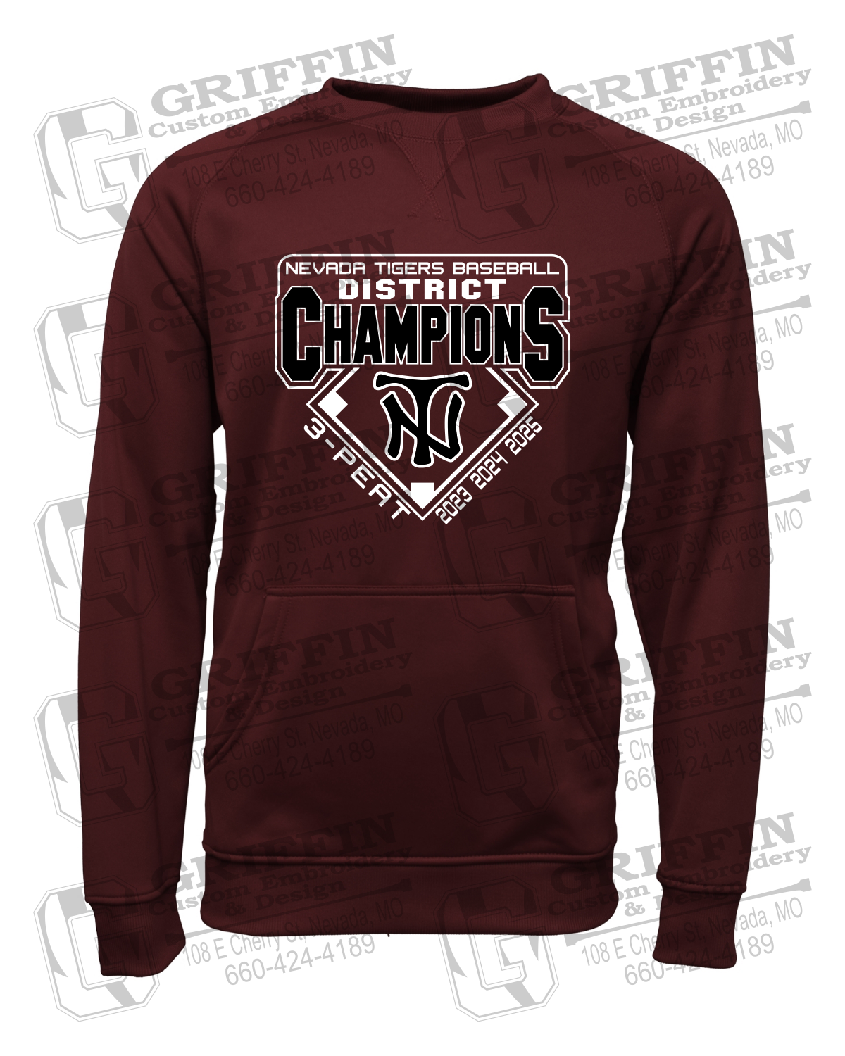 Performance Fleece Sweatshirt - Baseball District Champs 2025 - Nevada Tigers 26-A