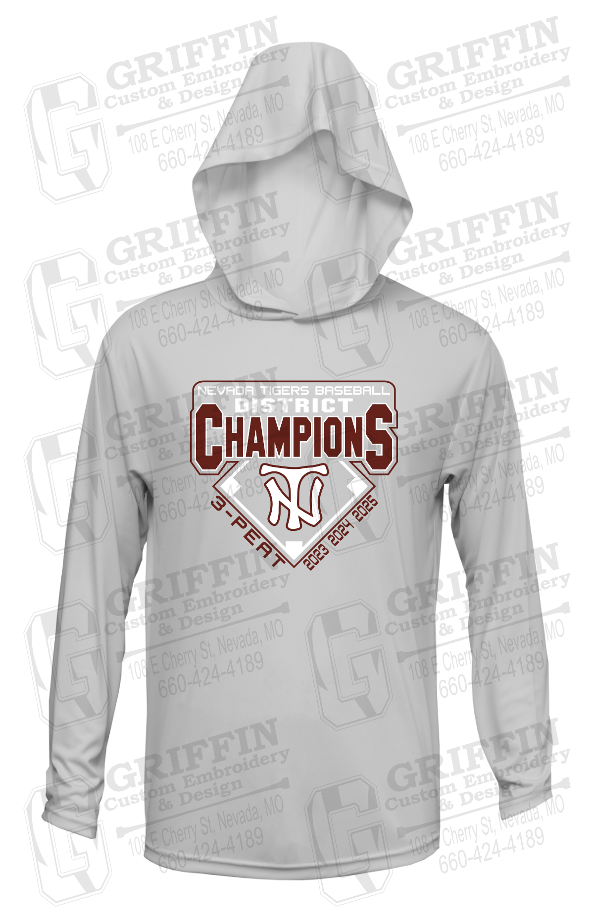 Dry-Fit T-Shirt Hoodie - Baseball District Champs 2025 - Nevada Tigers 26-A