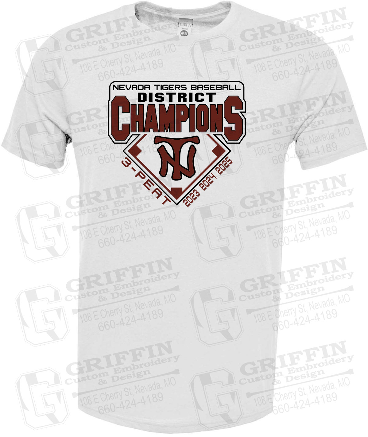 Soft-Tek Short Sleeve T-Shirt - Baseball District Champs 2025 - Nevada Tigers 26-A