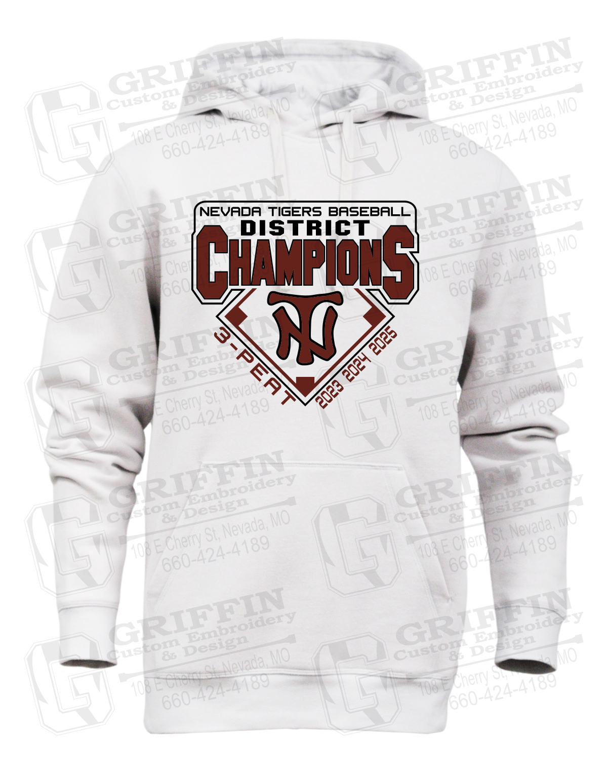 Heavyweight Fleece Hoodie - Baseball District Champs 2025 - Nevada Tigers 26-A