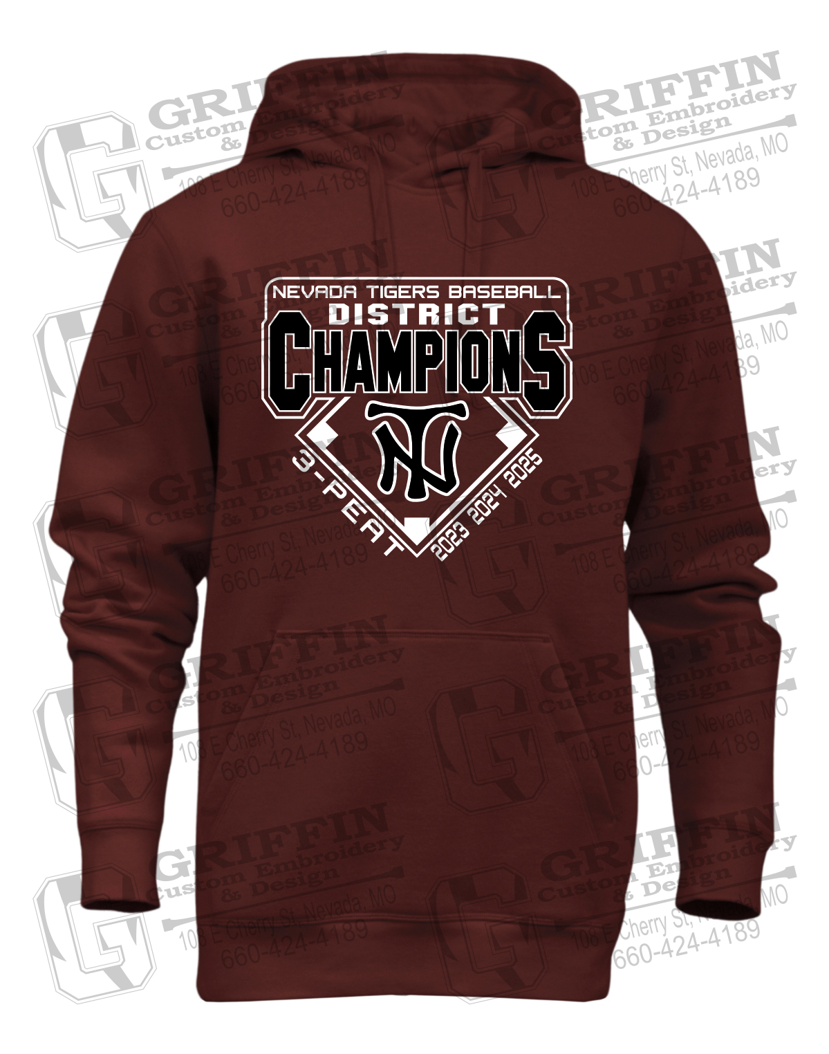 Heavyweight Fleece Hoodie - Baseball District Champs 2025 - Nevada Tigers 26-A