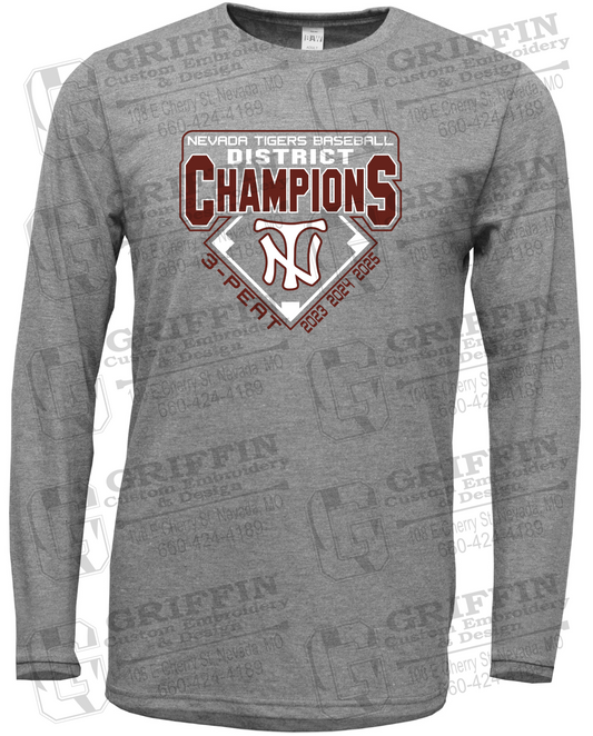 Soft-Tek Long Sleeve T-Shirt - Baseball District Champs 2025 - Nevada Tigers 26-A