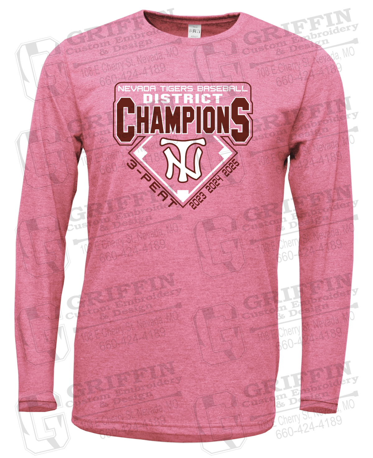 Soft-Tek Long Sleeve T-Shirt - Baseball District Champs 2025 - Nevada Tigers 26-A