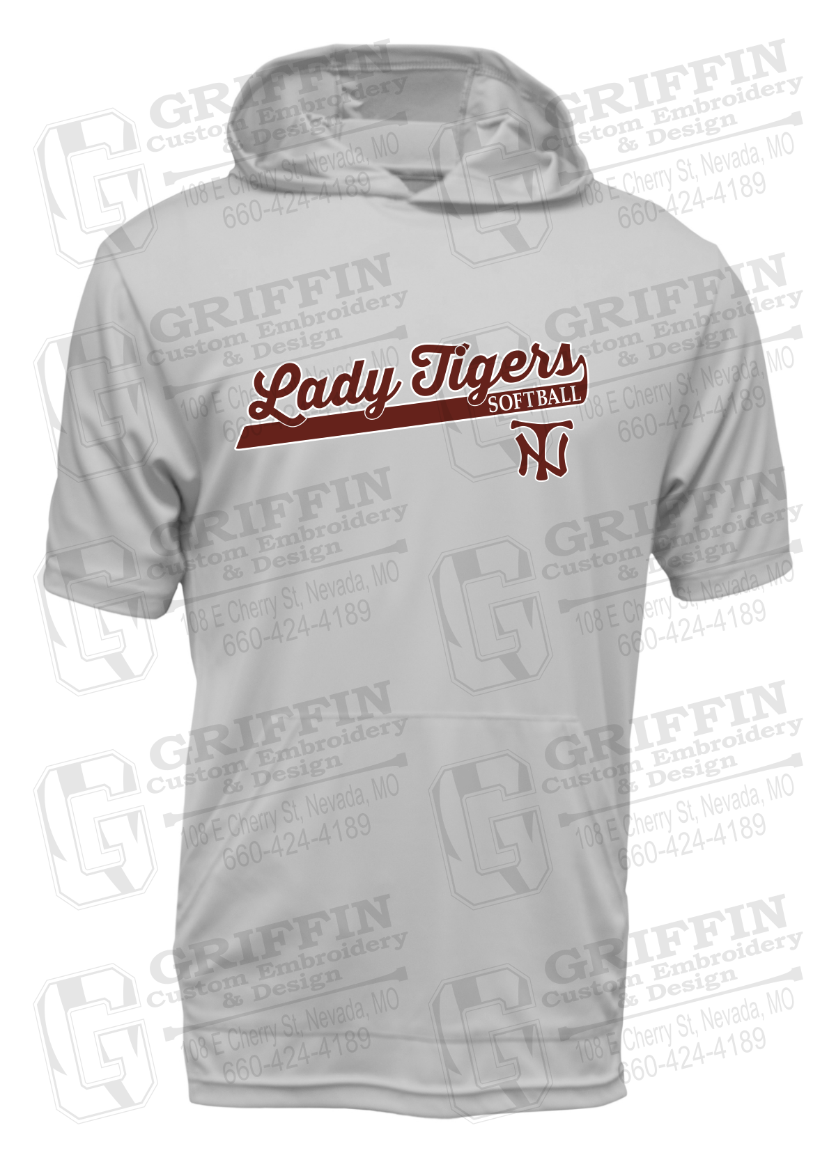 Dry-Fit Short Sleeve T-Shirt Hoodie - Softball - Nevada Tigers 26-B