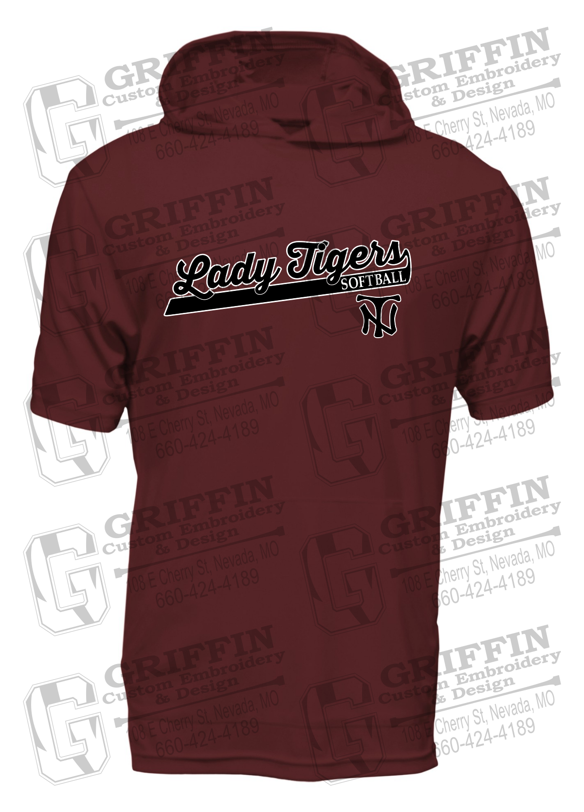 Dry-Fit Short Sleeve T-Shirt Hoodie - Softball - Nevada Tigers 26-B