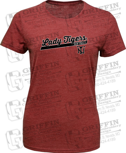 Womens Tri-Blend T-Shirt - Softball - Nevada Tigers 26-B