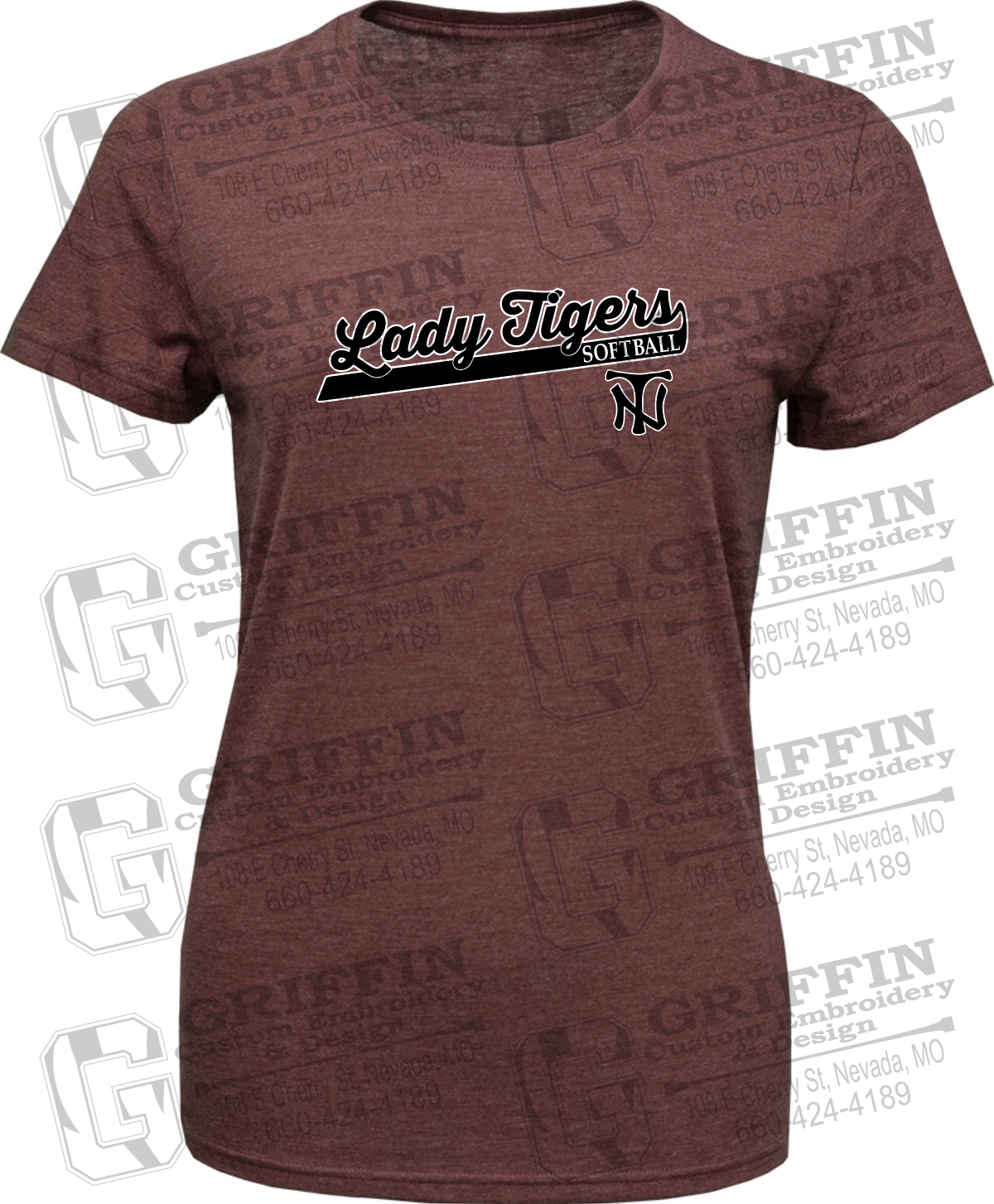 Womens Tri-Blend T-Shirt - Softball - Nevada Tigers 26-B