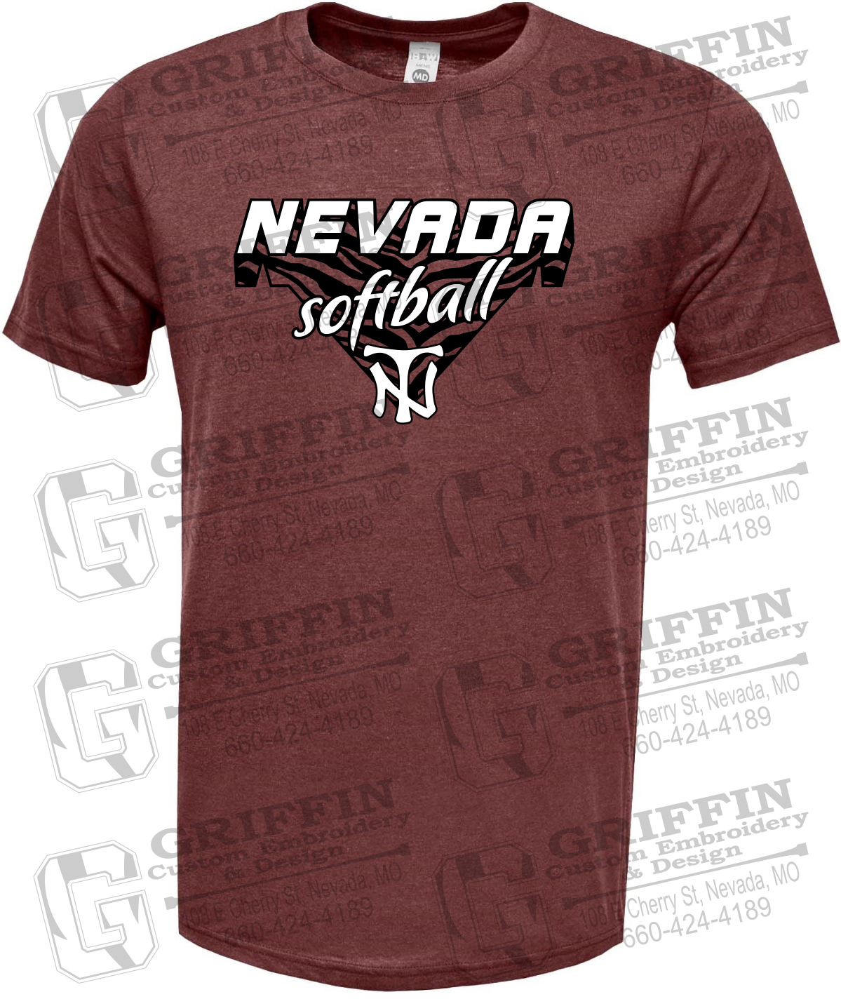Soft-Tek Short Sleeve T-Shirt - Softball - Nevada Tigers 26-C