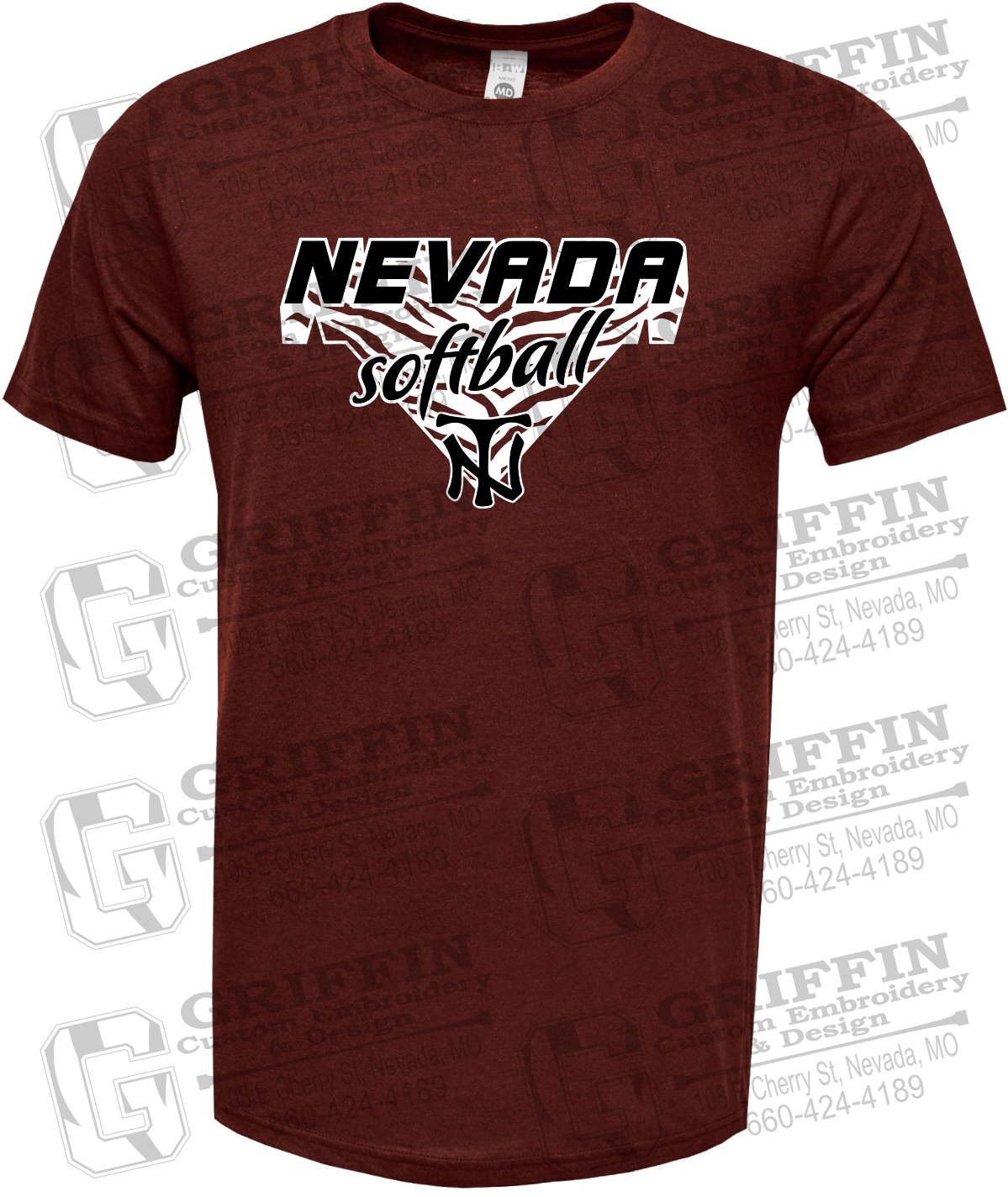 Soft-Tek Short Sleeve T-Shirt - Softball - Nevada Tigers 26-C