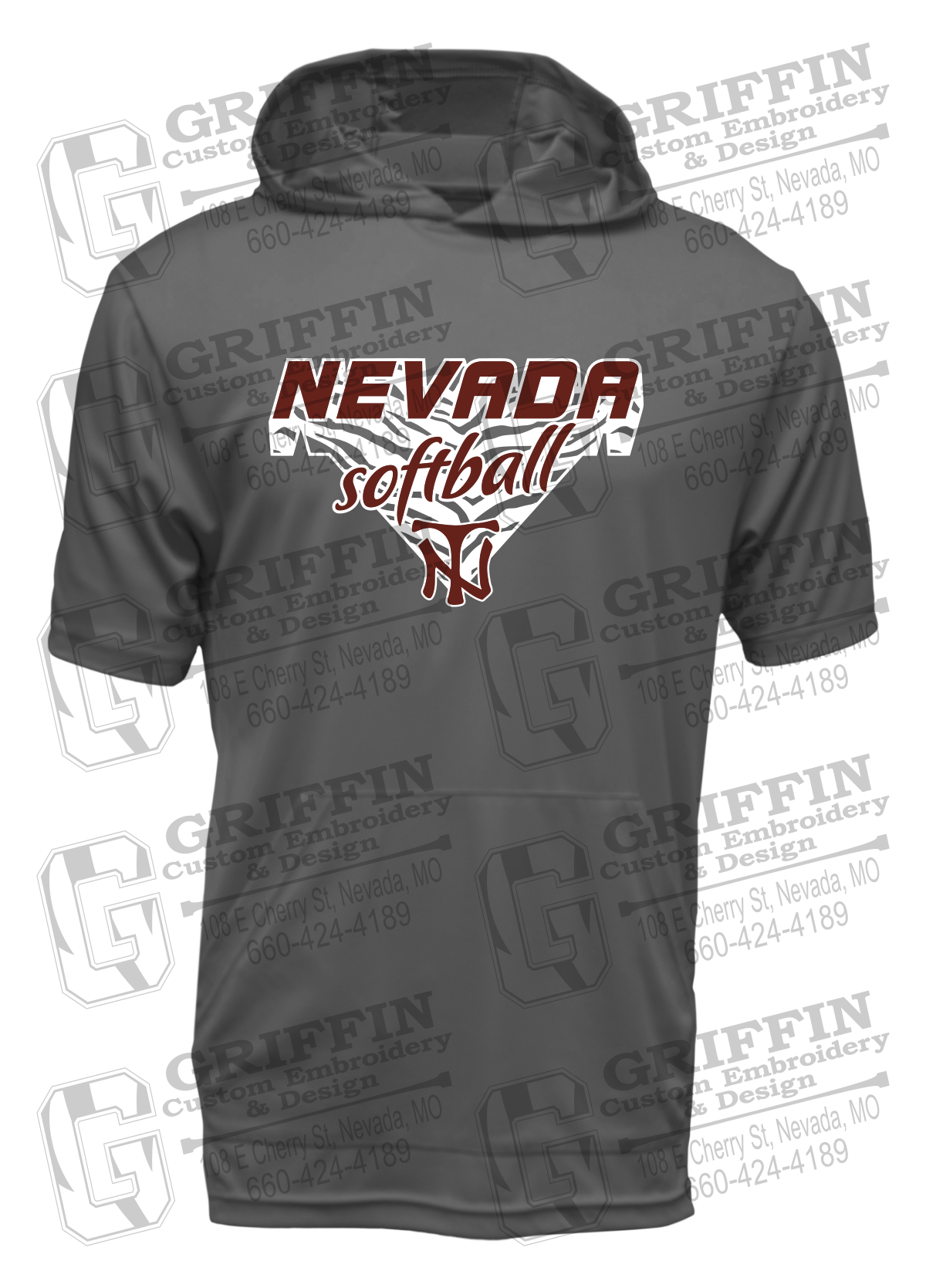 Dry-Fit Short Sleeve T-Shirt Hoodie - Softball - Nevada Tigers 26-C